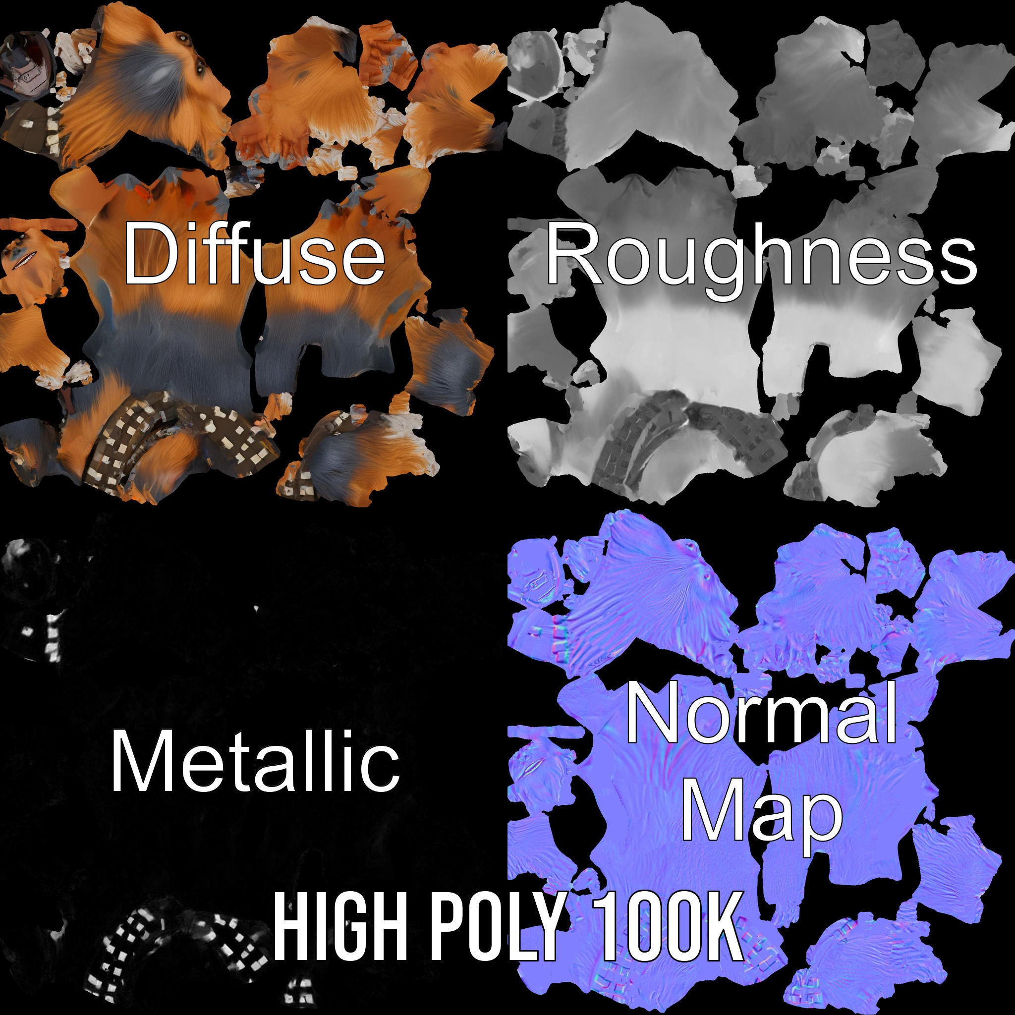 Furry Warrior Rigged and Animated D Model Low-poly 3D model_4