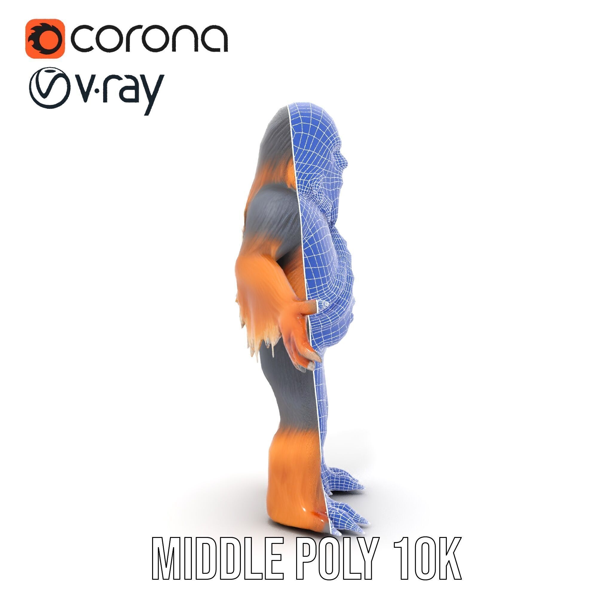 Furry Warrior Rigged and Animated D Model Low-poly 3D model_35
