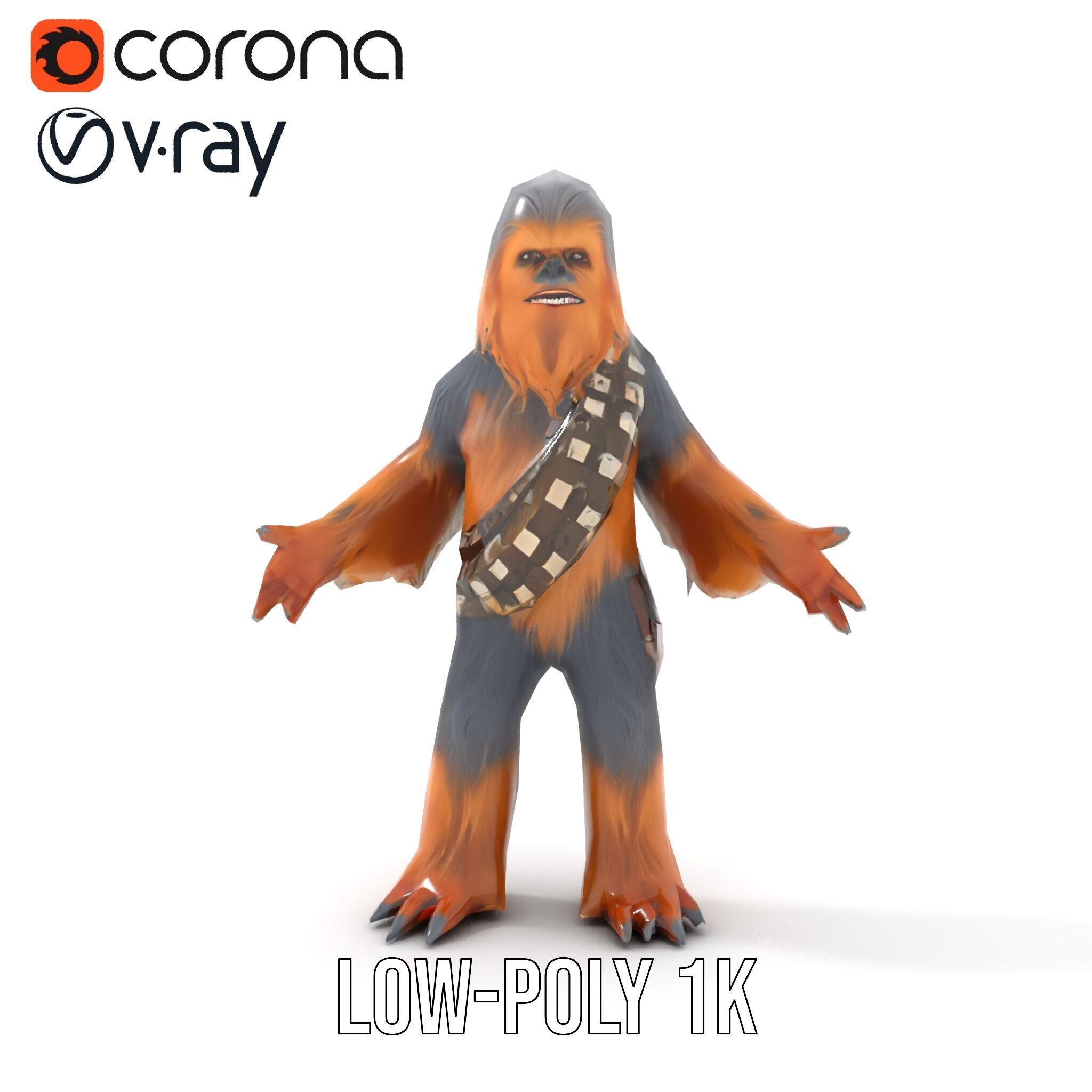 Furry Warrior Rigged and Animated D Model Low-poly 3D model_9