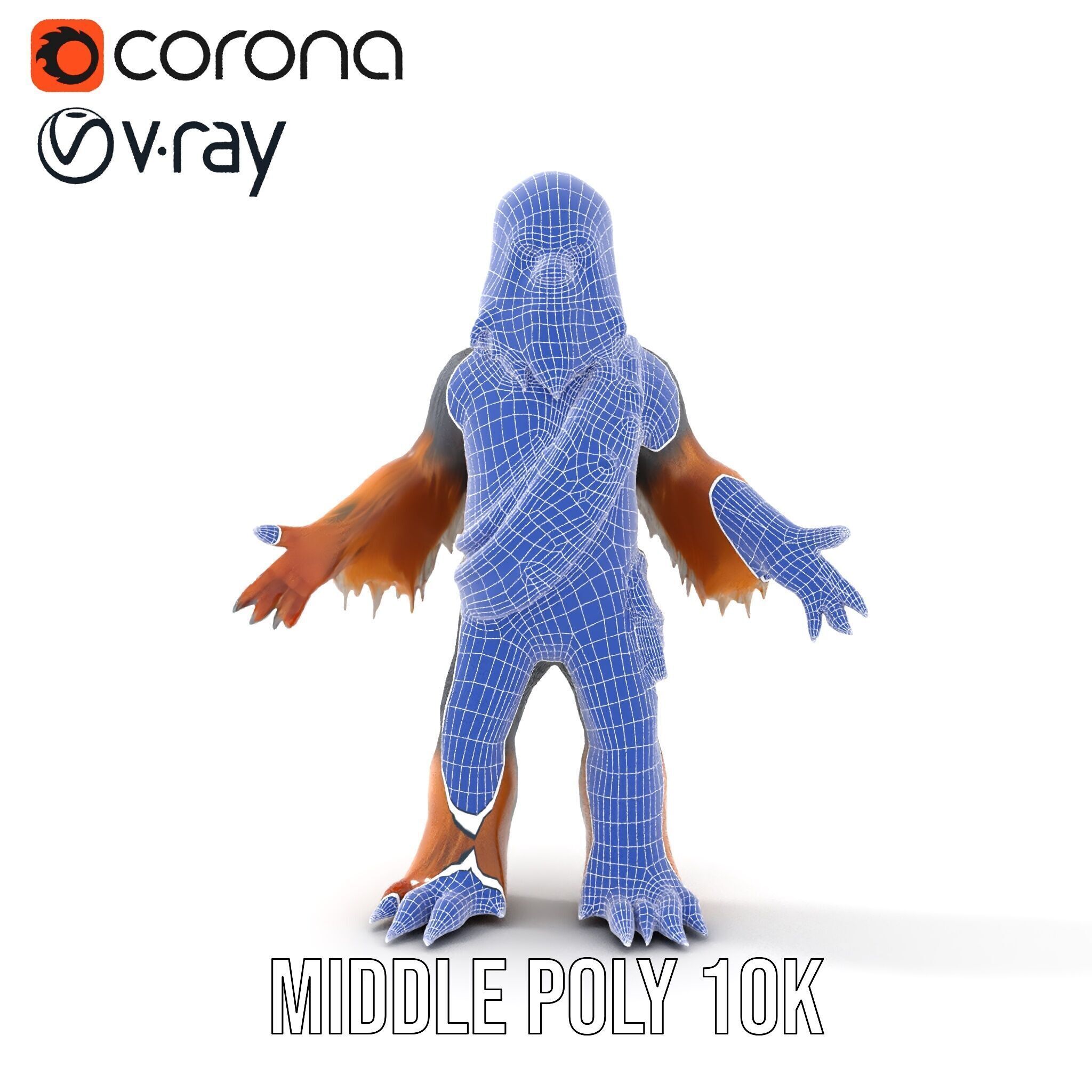 Furry Warrior Rigged and Animated D Model Low-poly 3D model_27