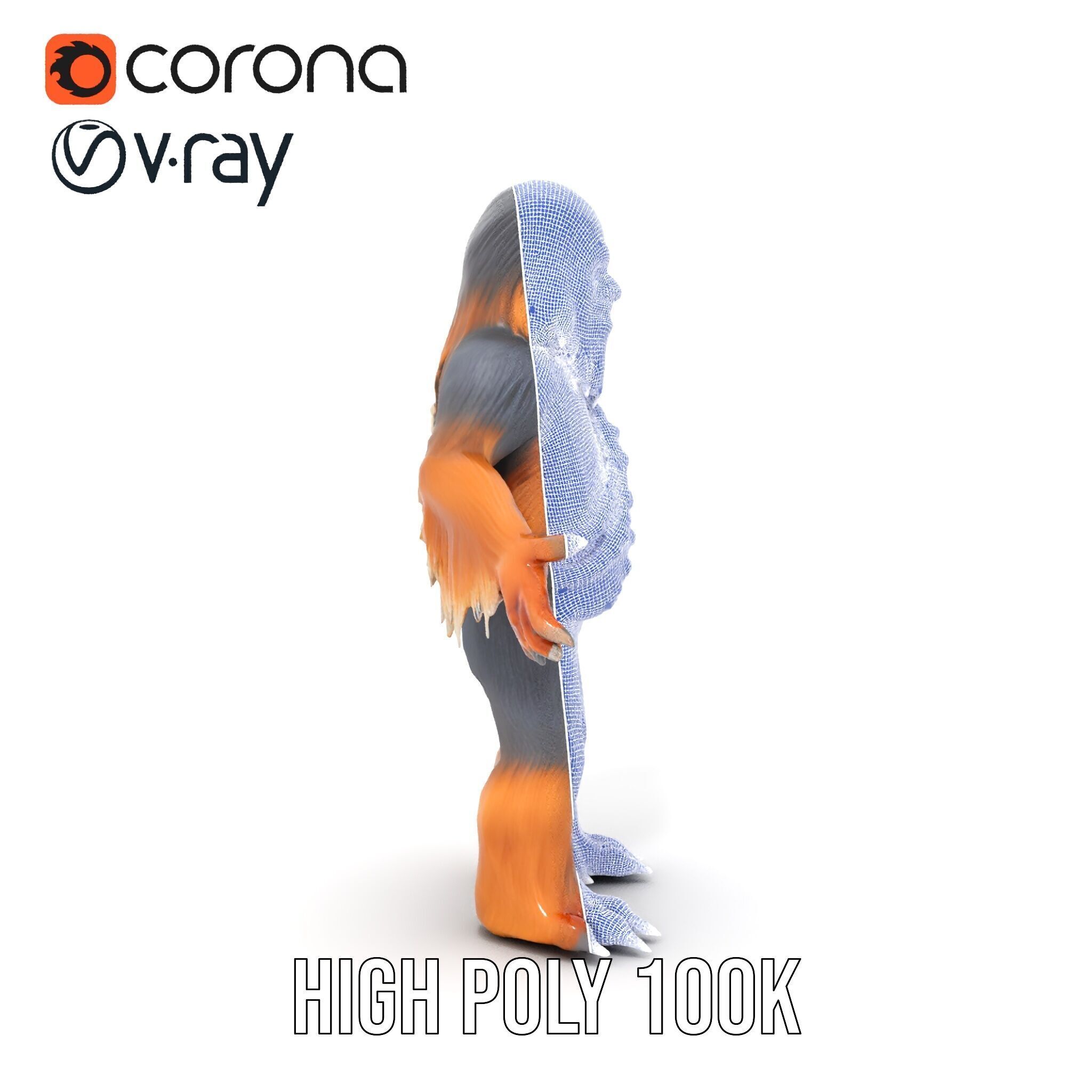 Furry Warrior Rigged and Animated D Model Low-poly 3D model_37