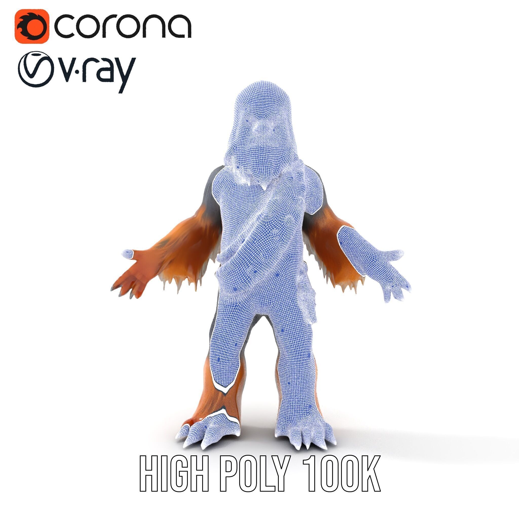 Furry Warrior Rigged and Animated D Model Low-poly 3D model_36
