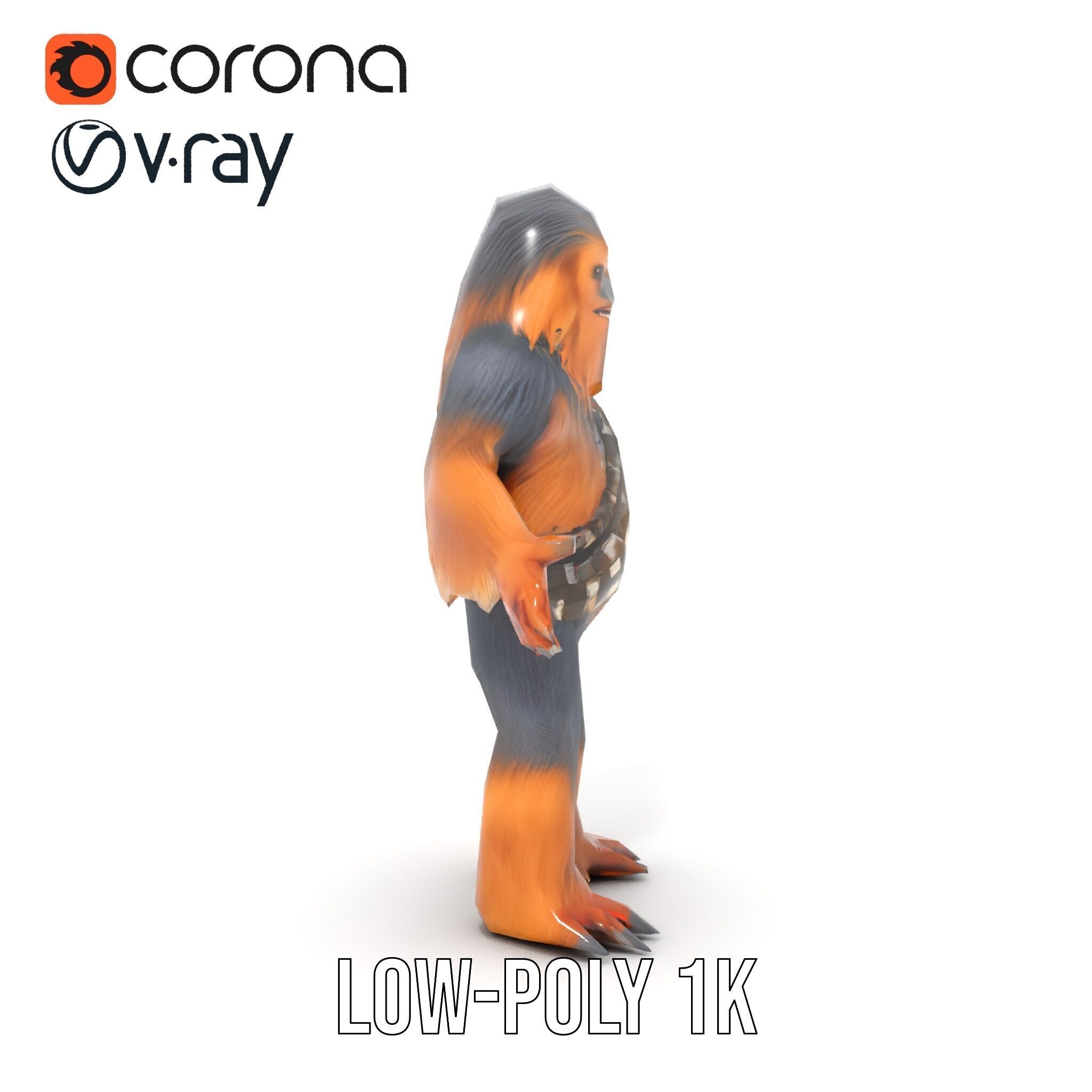 Furry Warrior Rigged and Animated D Model Low-poly 3D model_28