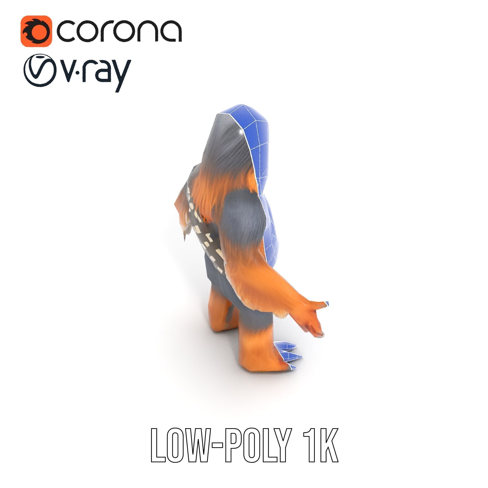 Furry Warrior Rigged and Animated D Model Low-poly 3D model_31