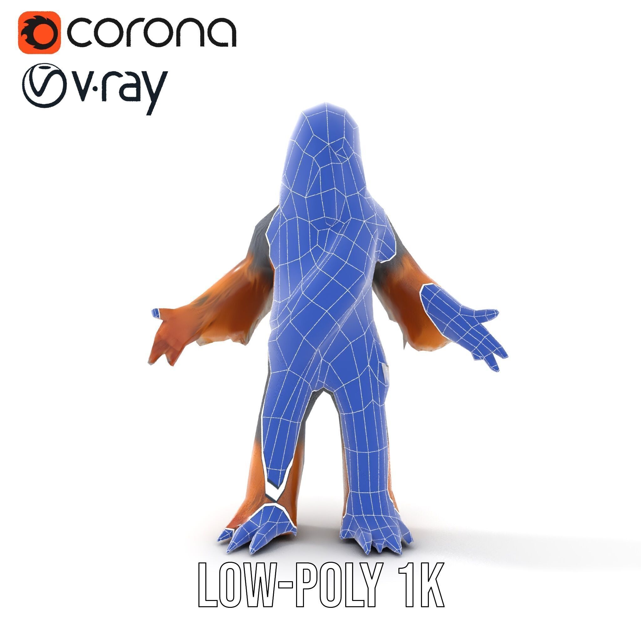Furry Warrior Rigged and Animated D Model Low-poly 3D model_20