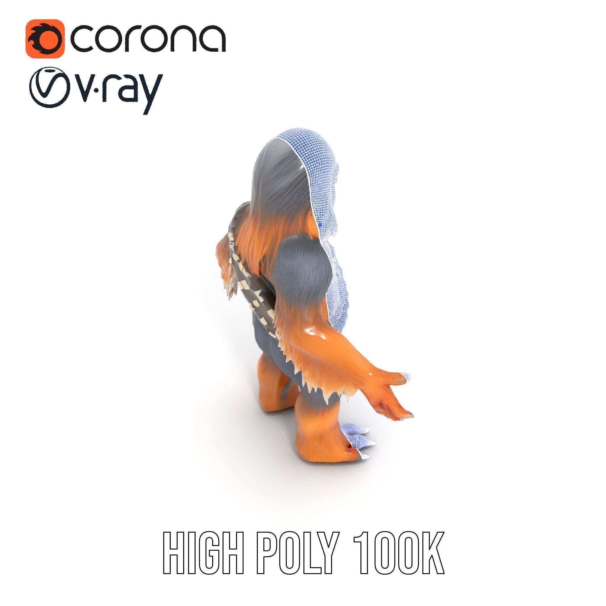 Furry Warrior Rigged and Animated D Model Low-poly 3D model_32