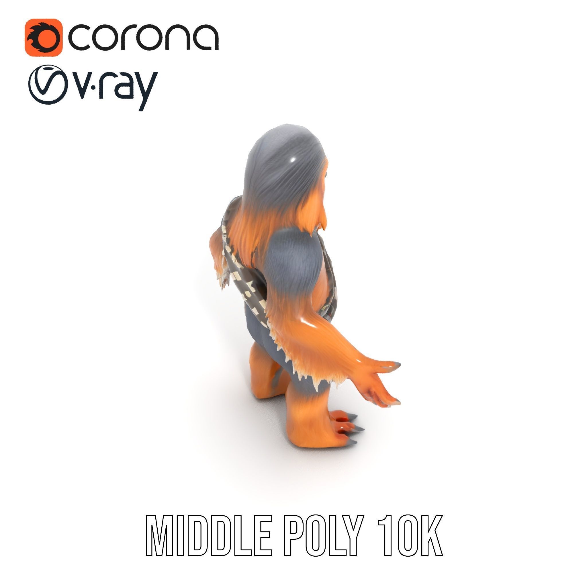 Furry Warrior Rigged and Animated D Model Low-poly 3D model_30