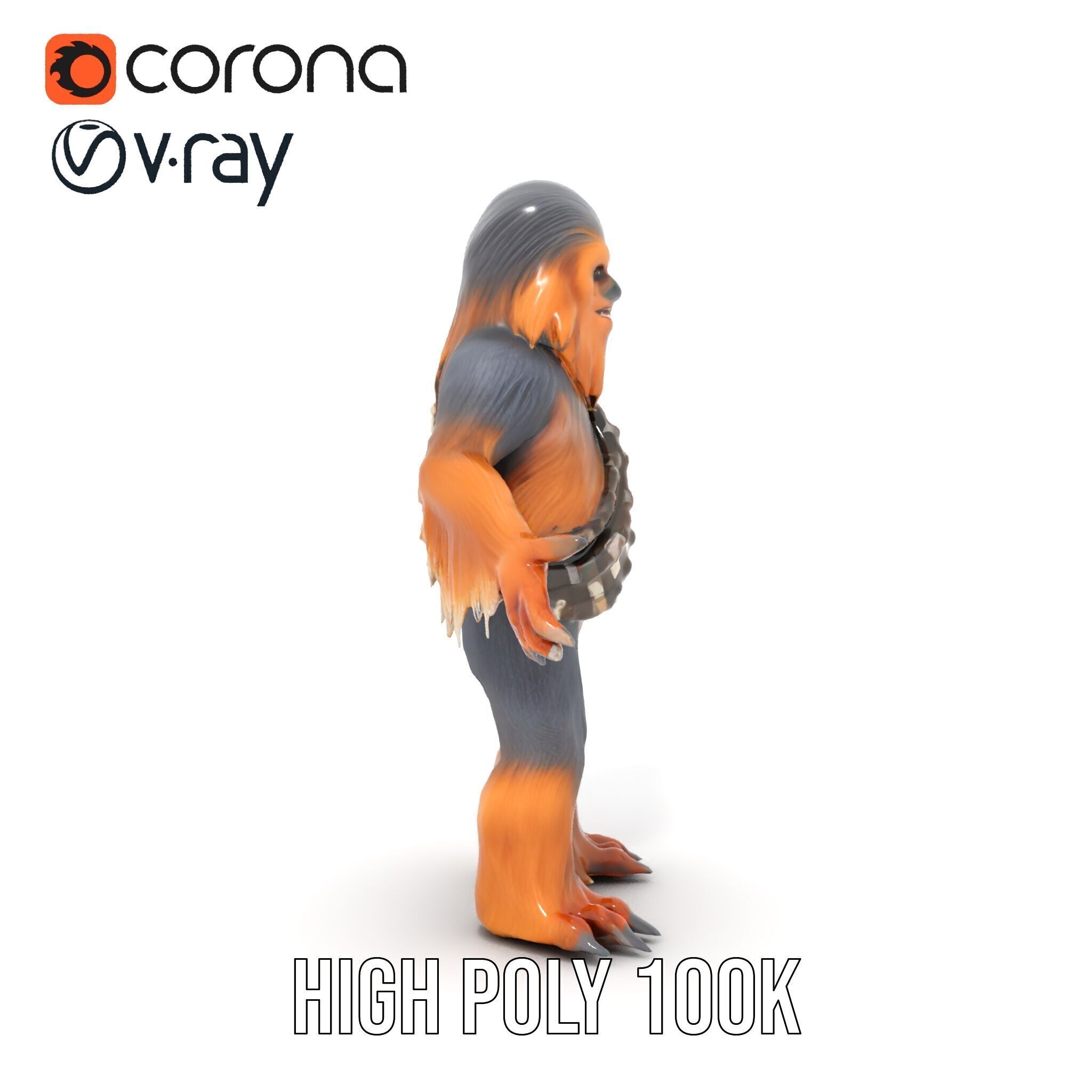 Furry Warrior Rigged and Animated D Model Low-poly 3D model_12