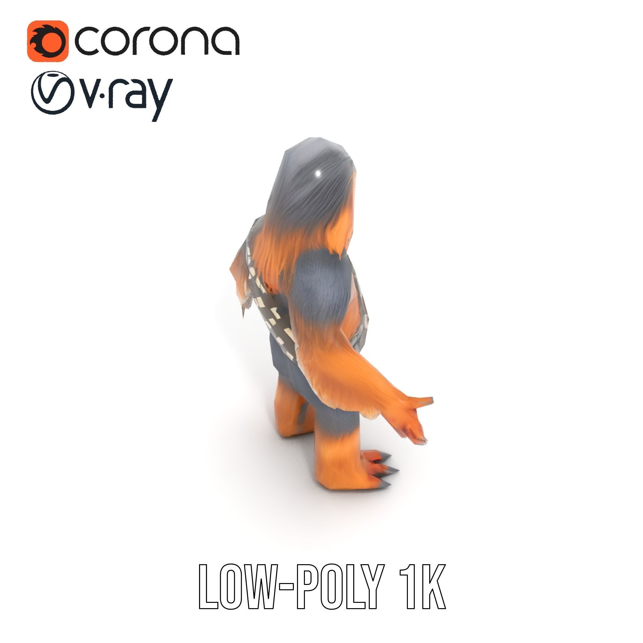 Furry Warrior Rigged and Animated D Model Low-poly 3D model_8