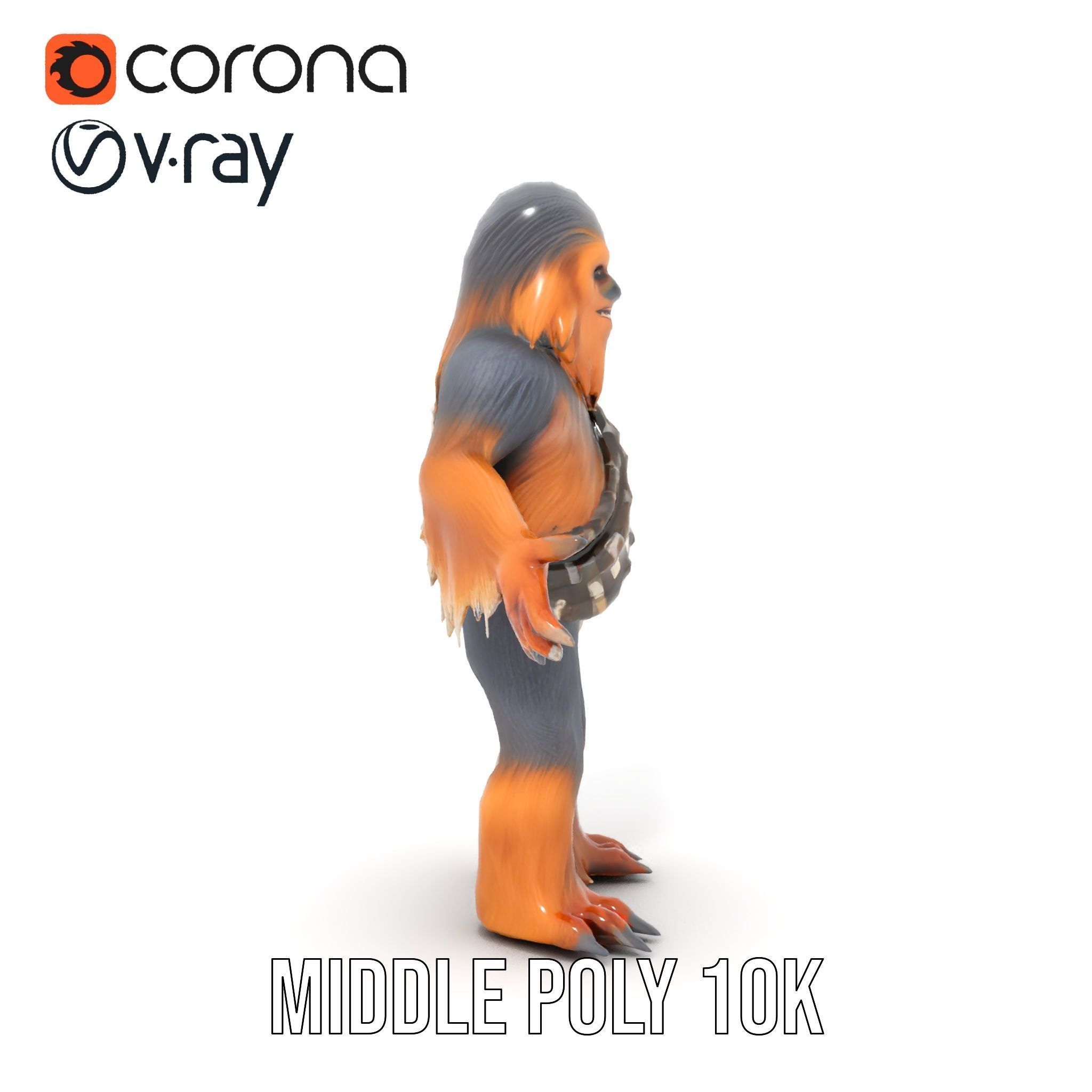 Furry Warrior Rigged and Animated D Model Low-poly 3D model_13