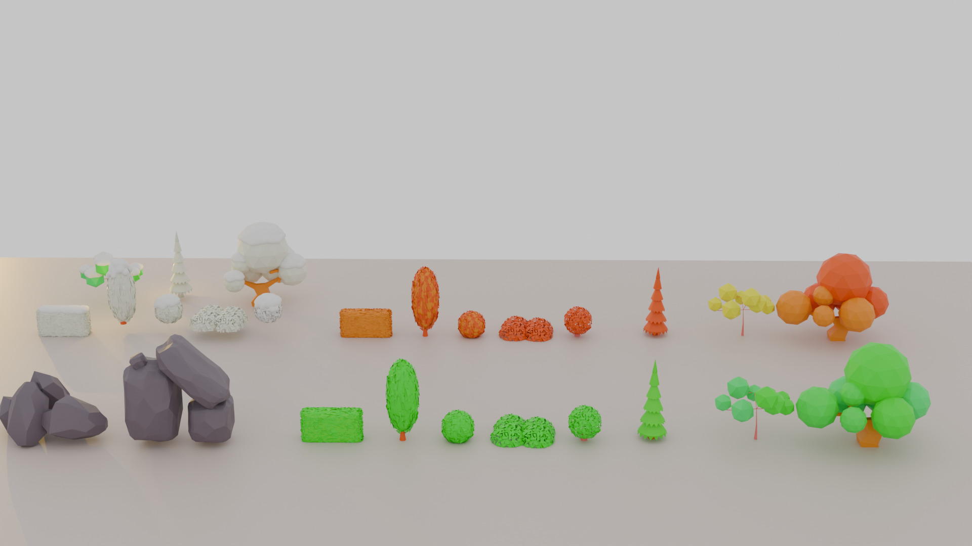 STYLIZED LOW POLY NATURE PACK - TREES AND ROCKS Low-poly 3D model_1