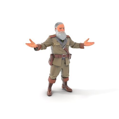 Military General D Character Model Rigged and Animated Low-poly 3D model