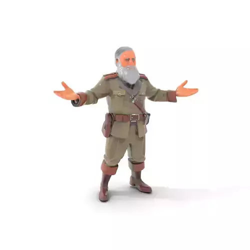 Military General D Character Model Rigged and Animated Low-poly 3D model