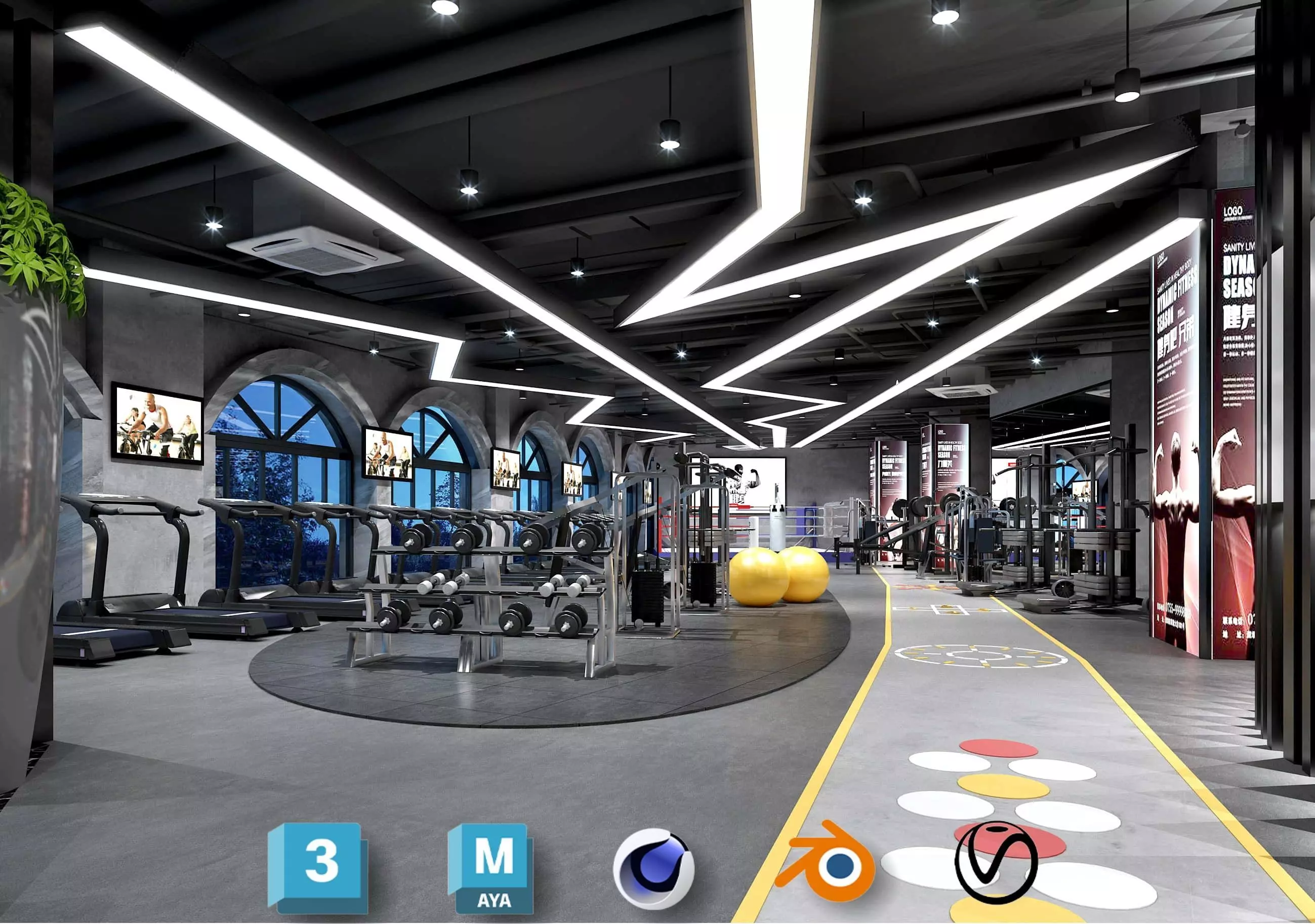 3D Fitness Yoga Scene Kit - High-Quality Gym- Workout Yoga Poses Low-poly 3D model
