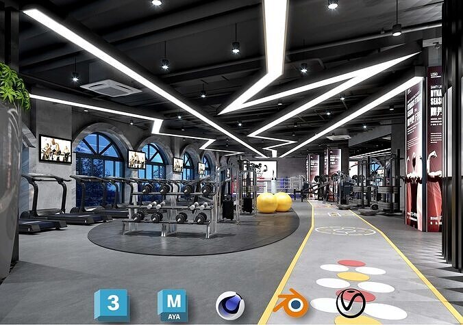 3D Fitness Yoga Scene Kit - High-Quality Gym- Workout Yoga Poses Low-poly 3D model