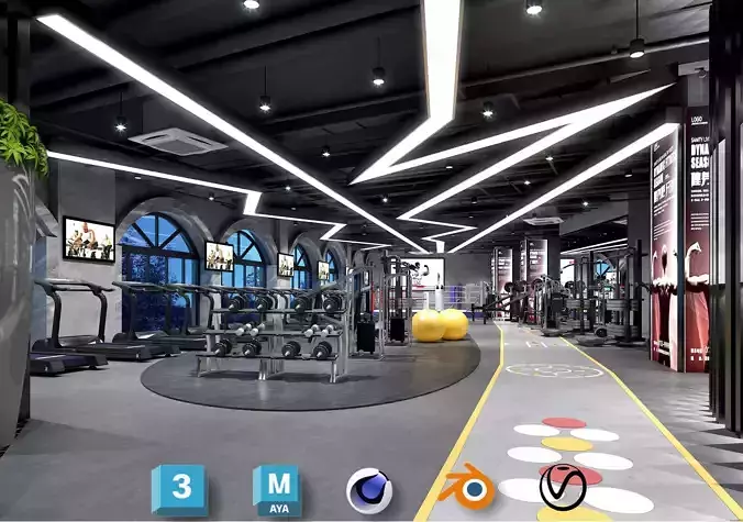 3D Fitness Yoga Scene Kit - High-Quality Gym- Workout Yoga Poses Low-poly 3D model