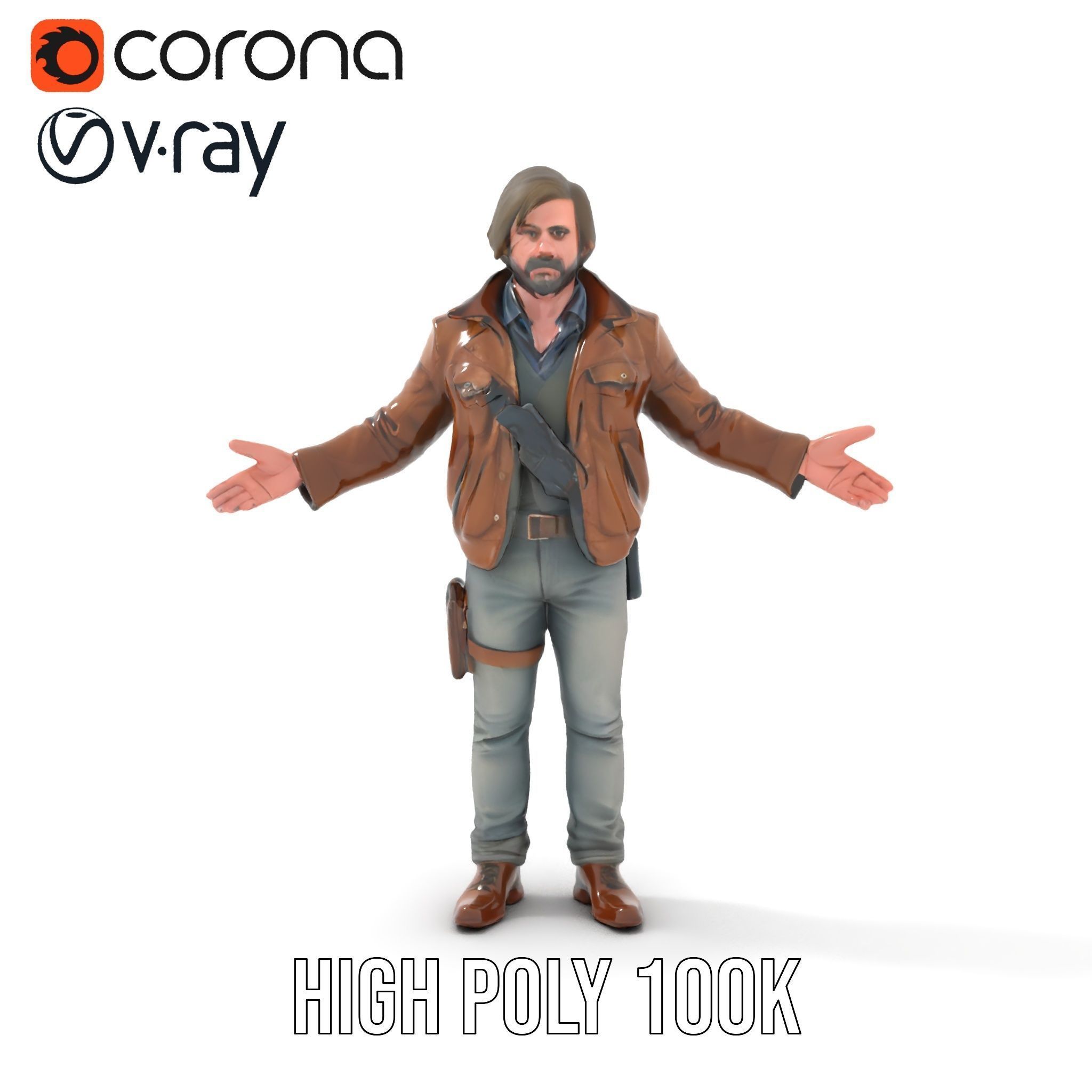 Adventurer Rigged and Animated D Character Model Low-poly 3D model_17