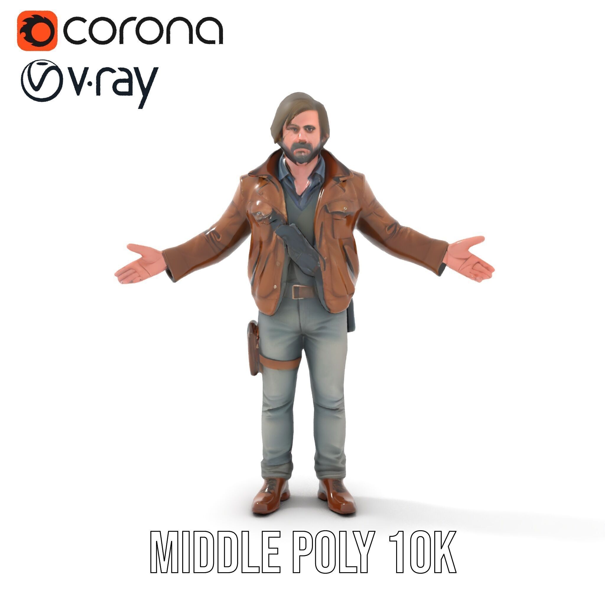 Adventurer Rigged and Animated D Character Model Low-poly 3D model_27