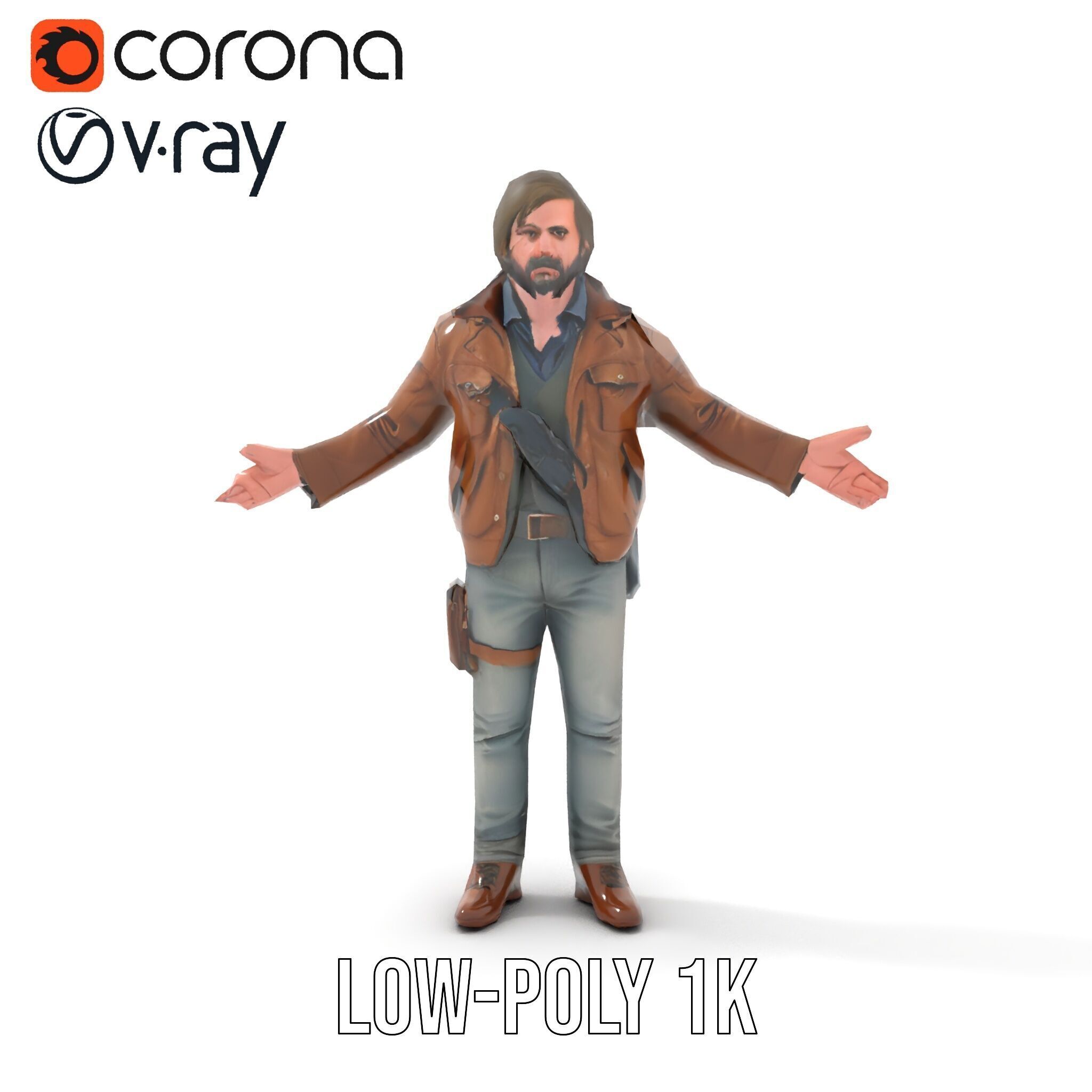 Adventurer Rigged and Animated D Character Model Low-poly 3D model_19