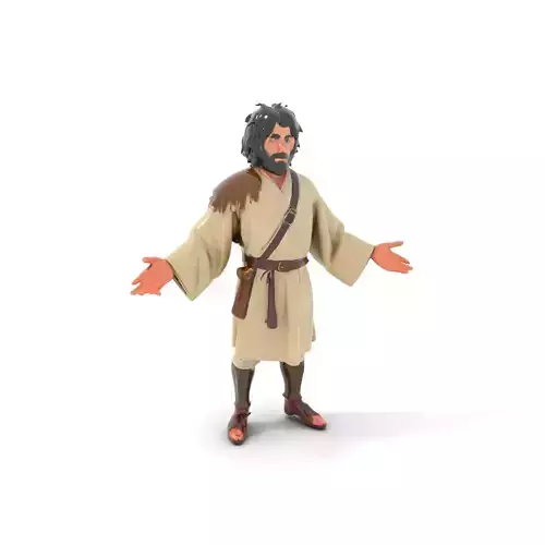 Medieval Wanderer Character Model  Rigged and Animated