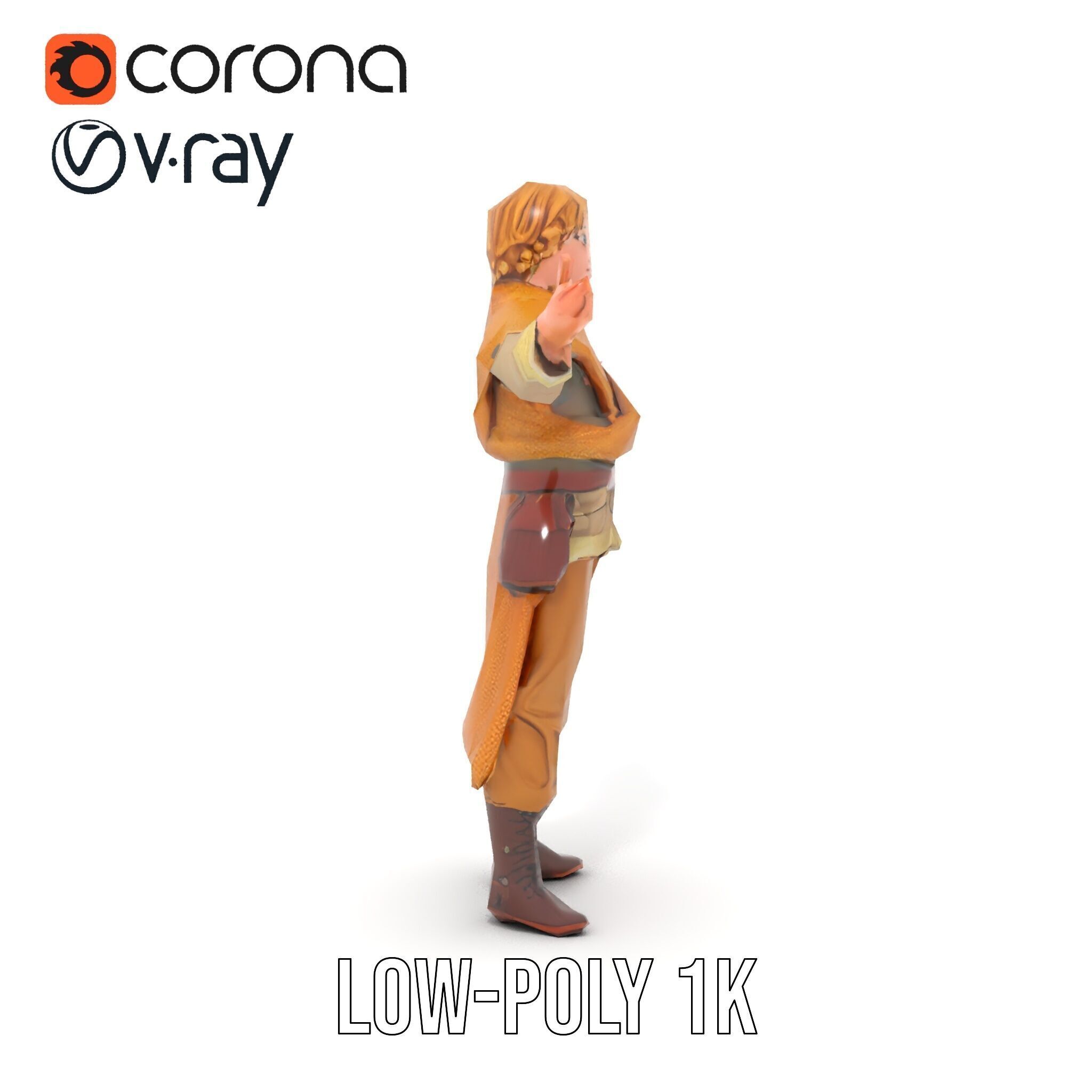 Medieval Young Adventurer Rigged and Animated D Model Low-poly 3D model_24