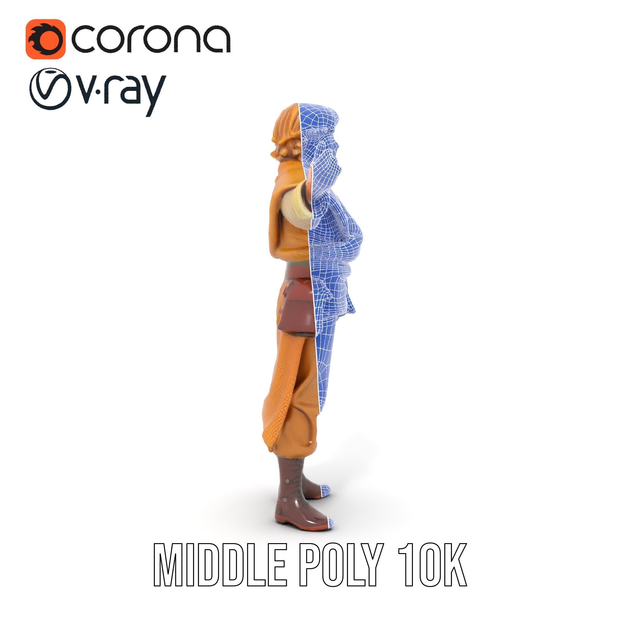 Medieval Young Adventurer Rigged and Animated D Model Low-poly 3D model_34