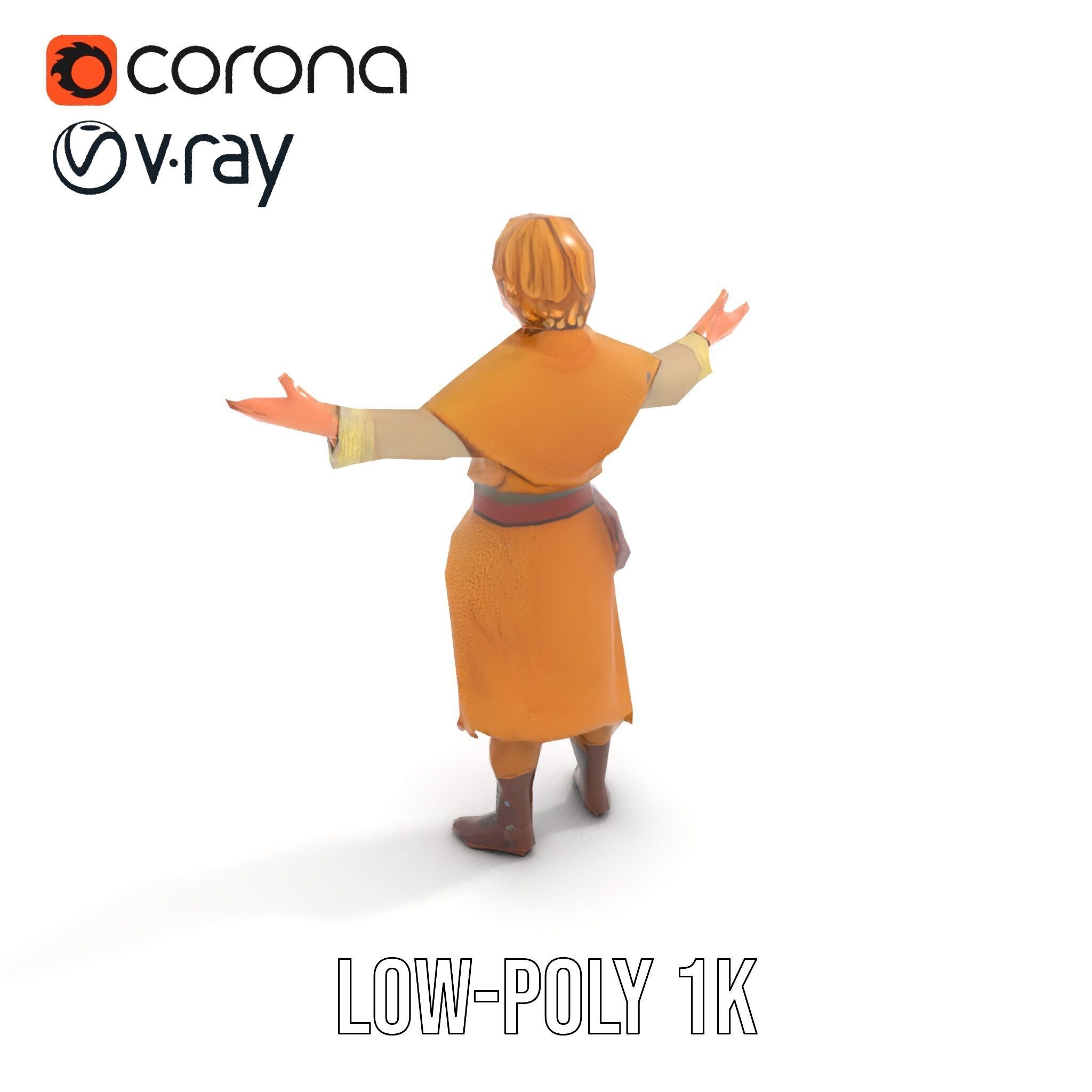 Medieval Young Adventurer Rigged and Animated D Model Low-poly 3D model_16