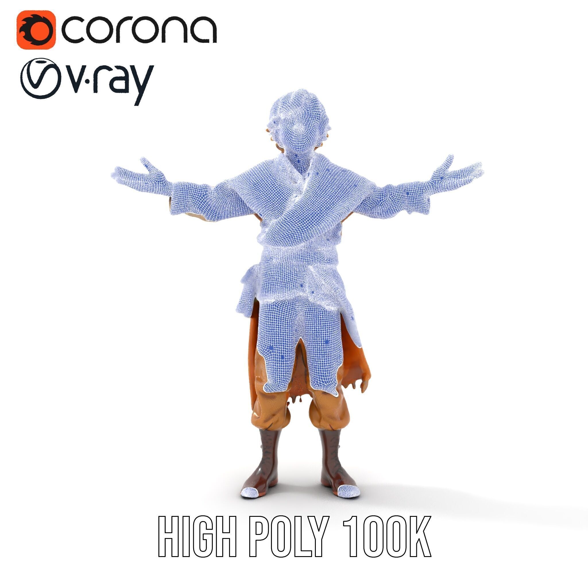 Medieval Young Adventurer Rigged and Animated D Model Low-poly 3D model_33