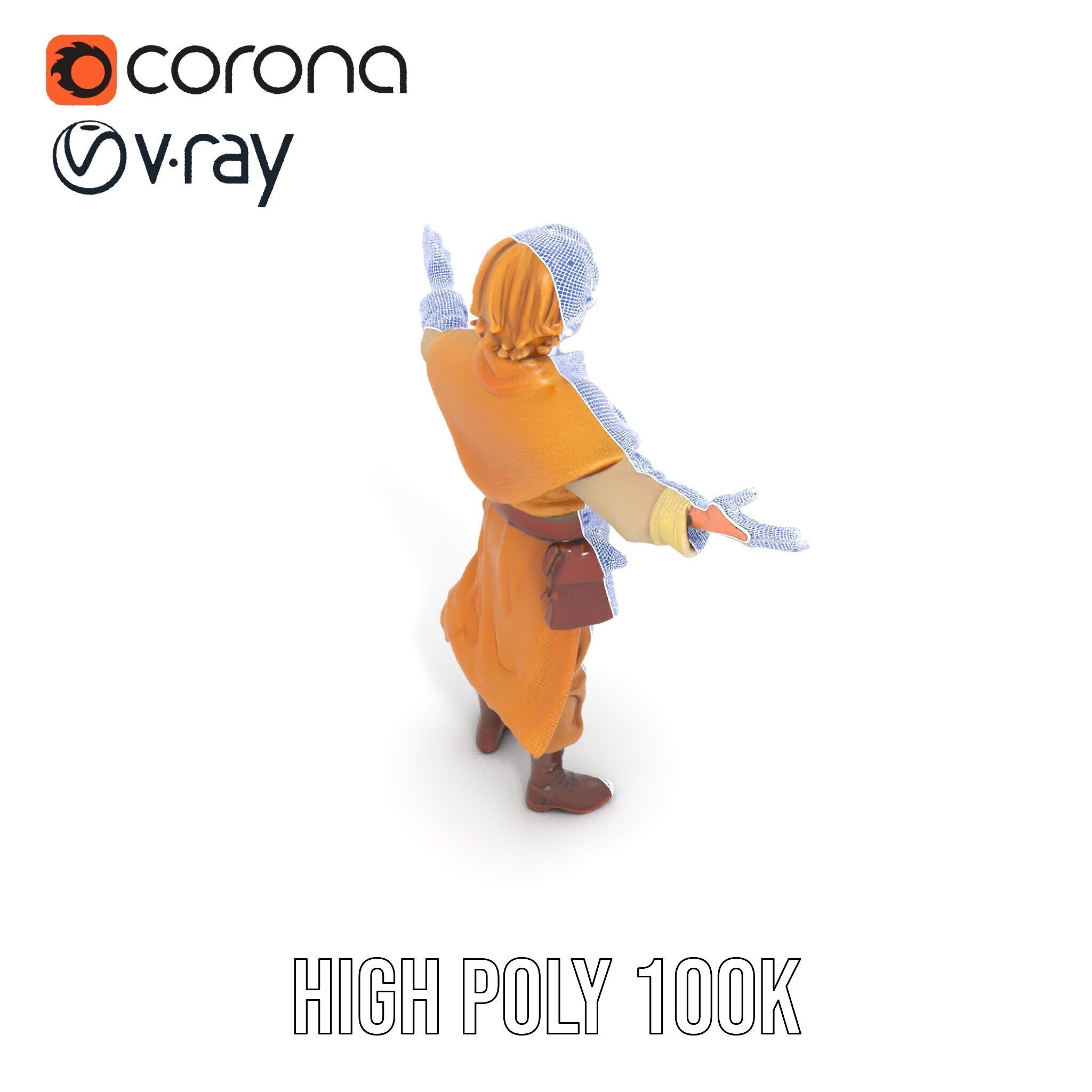 Medieval Young Adventurer Rigged and Animated D Model Low-poly 3D model_25