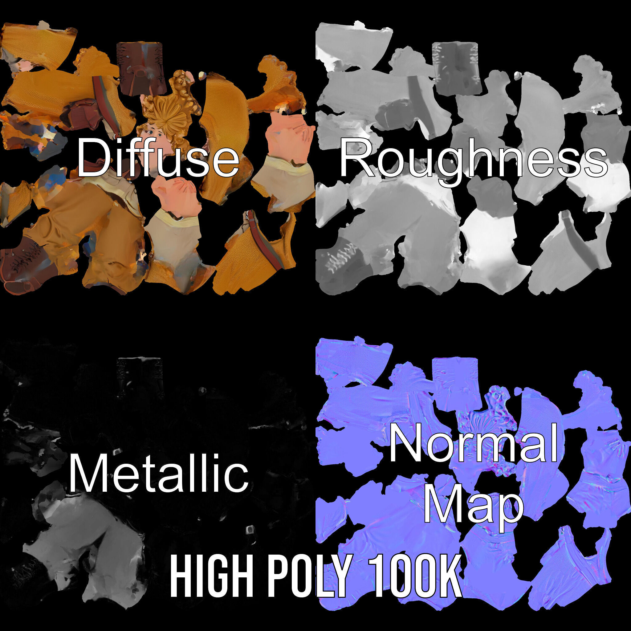 Medieval Young Adventurer Rigged and Animated D Model Low-poly 3D model_3