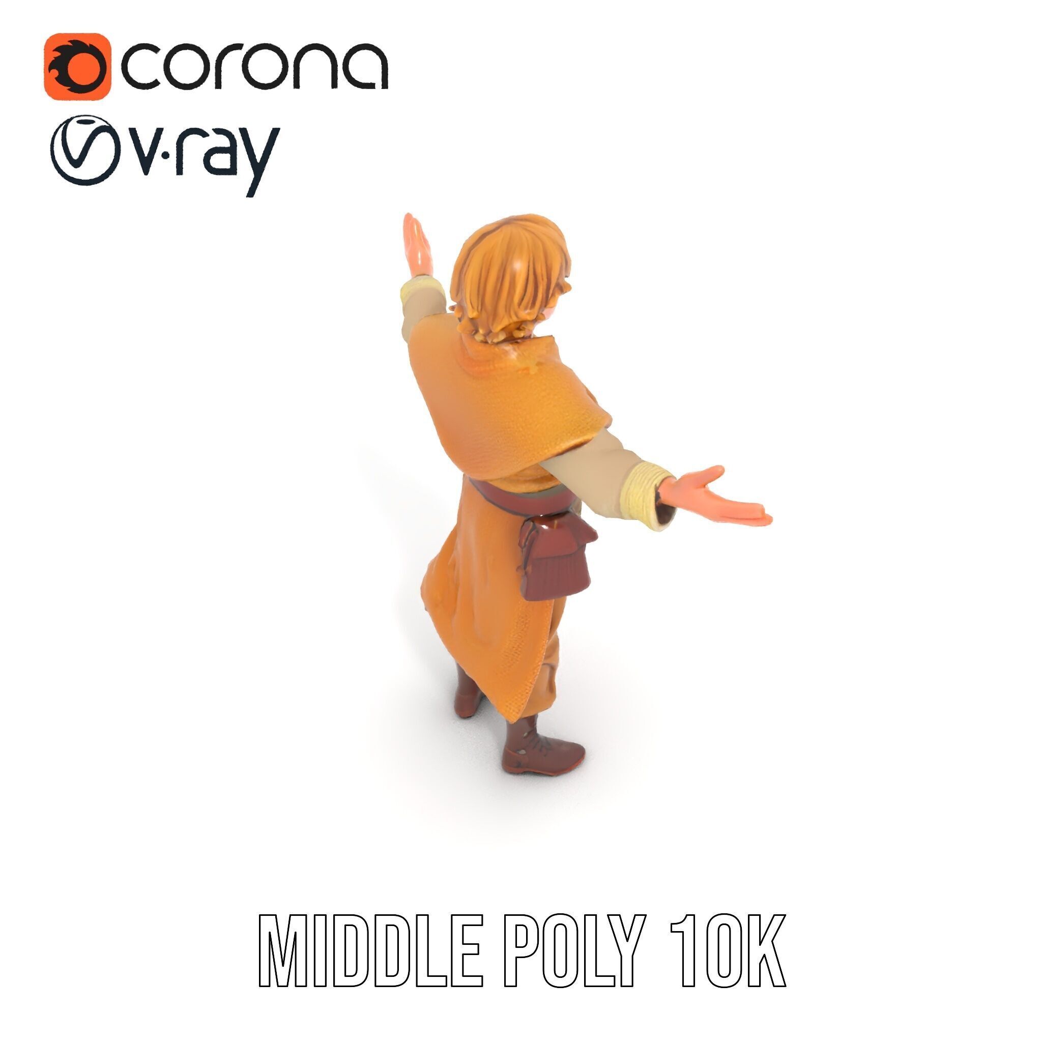 Medieval Young Adventurer Rigged and Animated D Model Low-poly 3D model_17