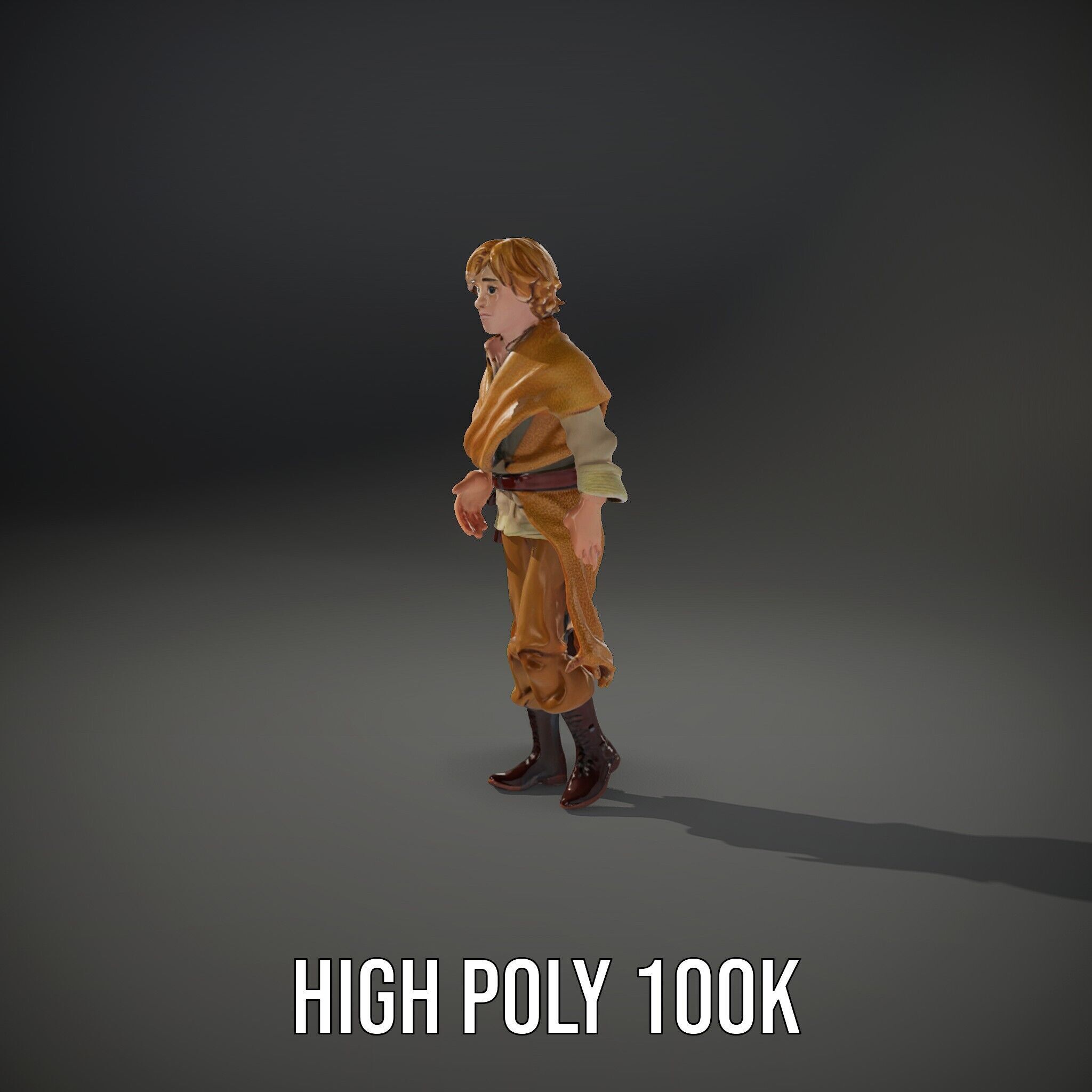 Medieval Young Adventurer Rigged and Animated D Model Low-poly 3D model_31