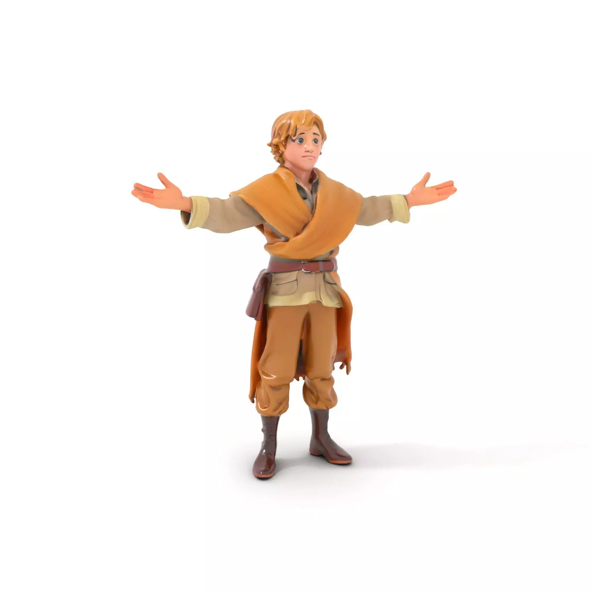 Medieval Young Adventurer Rigged and Animated D Model Low-poly 3D model_0