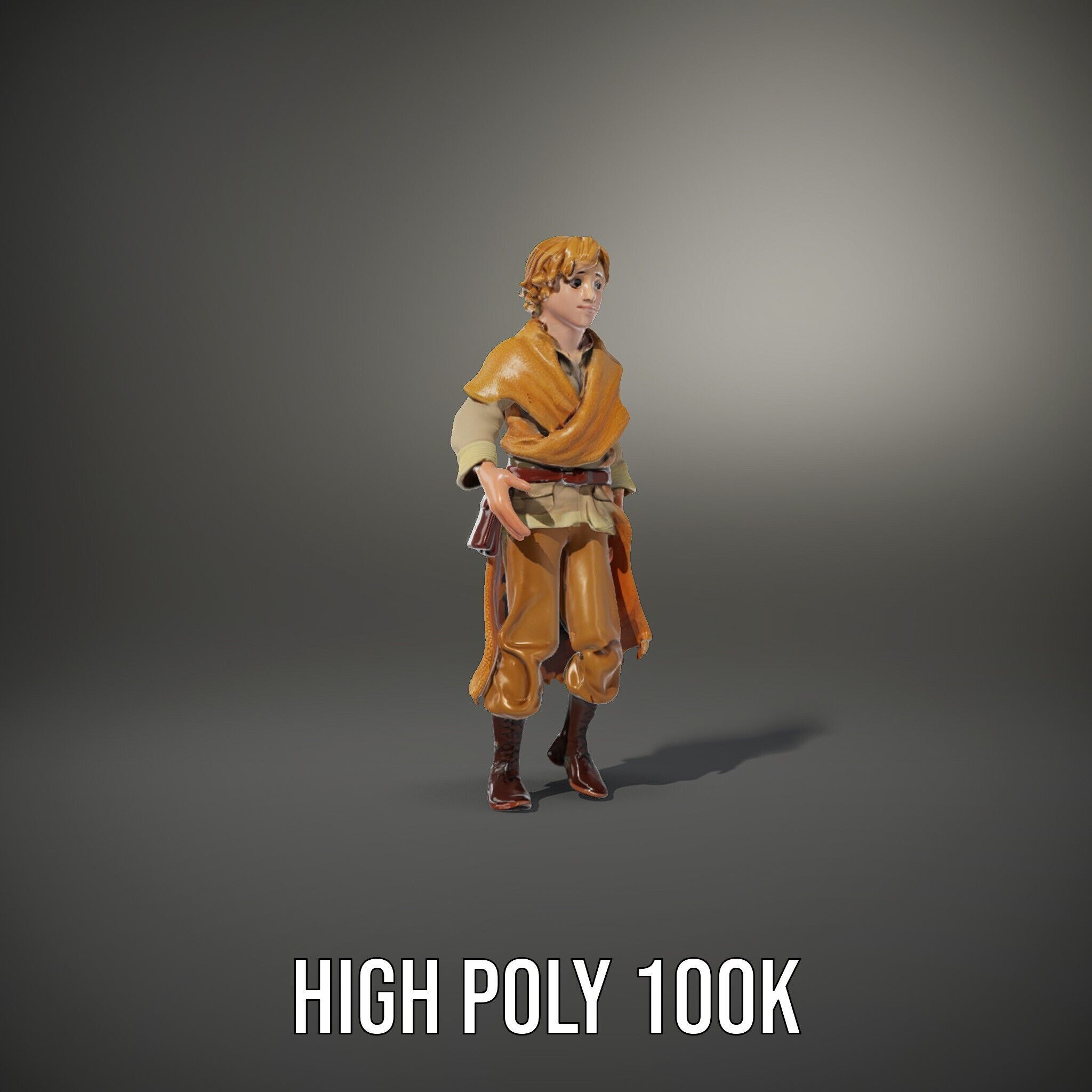 Medieval Young Adventurer Rigged and Animated D Model Low-poly 3D model_35