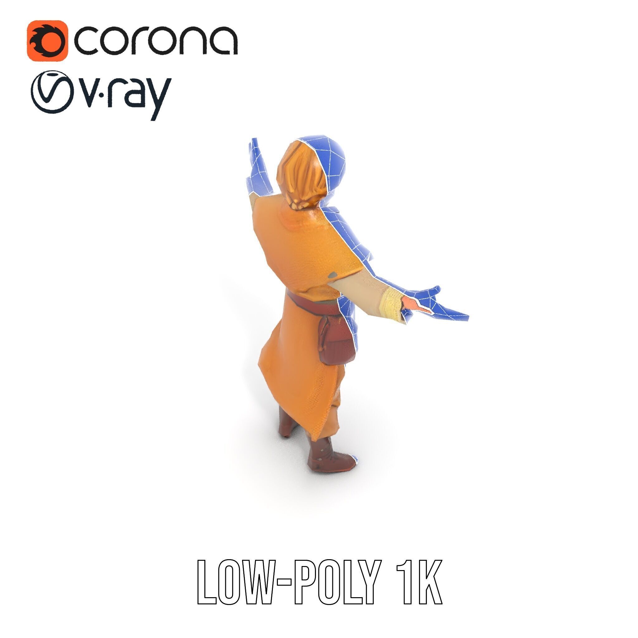 Medieval Young Adventurer Rigged and Animated D Model Low-poly 3D model_11