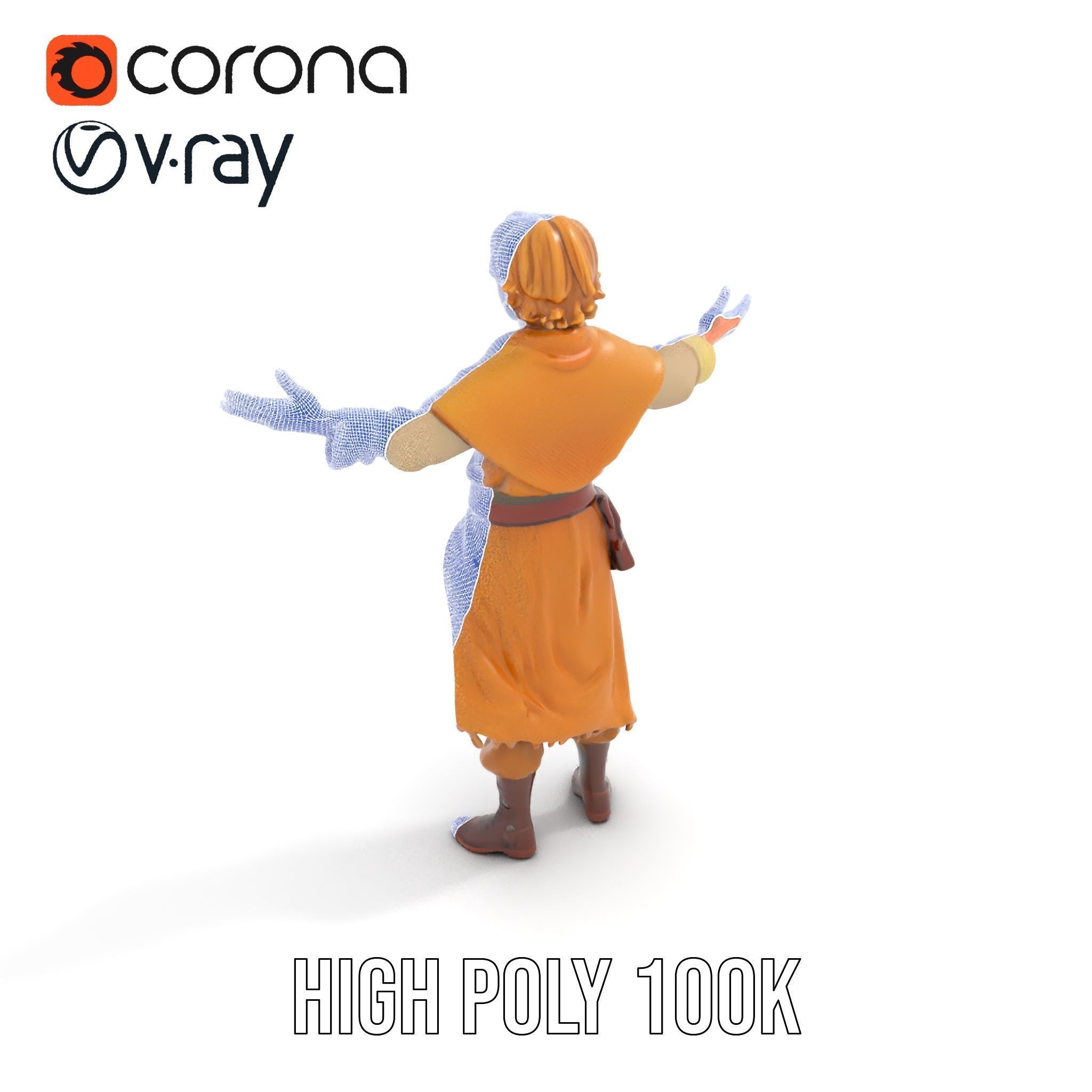 Medieval Young Adventurer Rigged and Animated D Model Low-poly 3D model_36