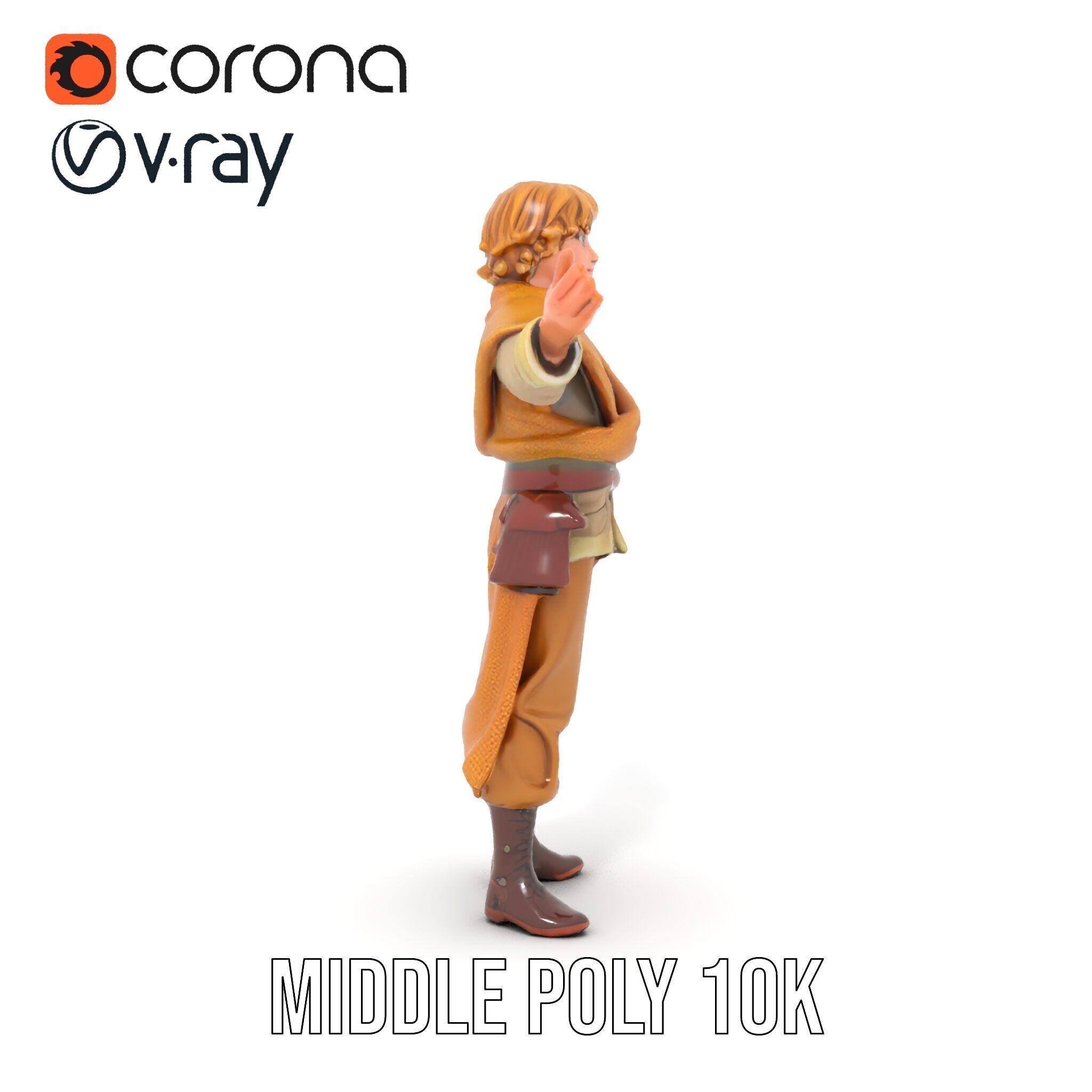Medieval Young Adventurer Rigged and Animated D Model Low-poly 3D model_15