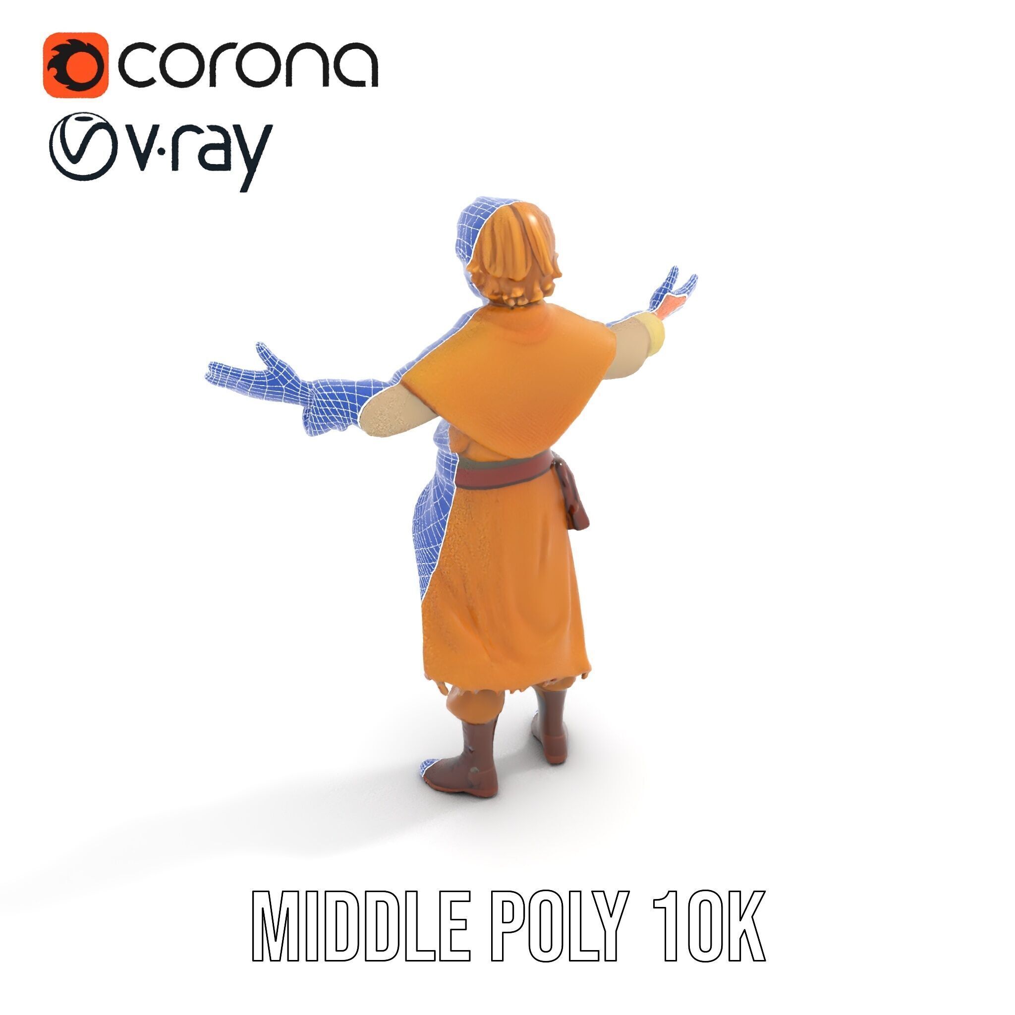 Medieval Young Adventurer Rigged and Animated D Model Low-poly 3D model_23
