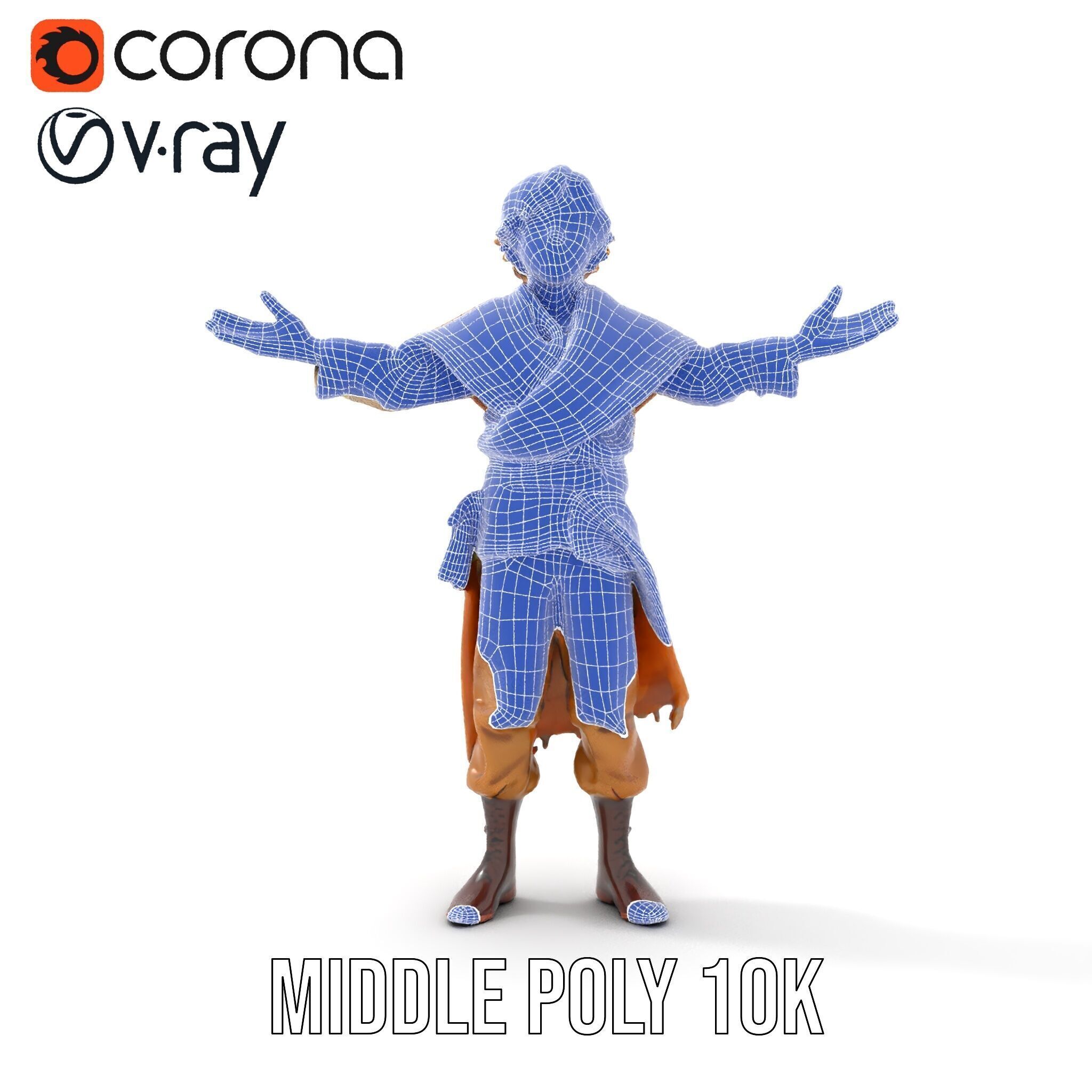 Medieval Young Adventurer Rigged and Animated D Model Low-poly 3D model_32