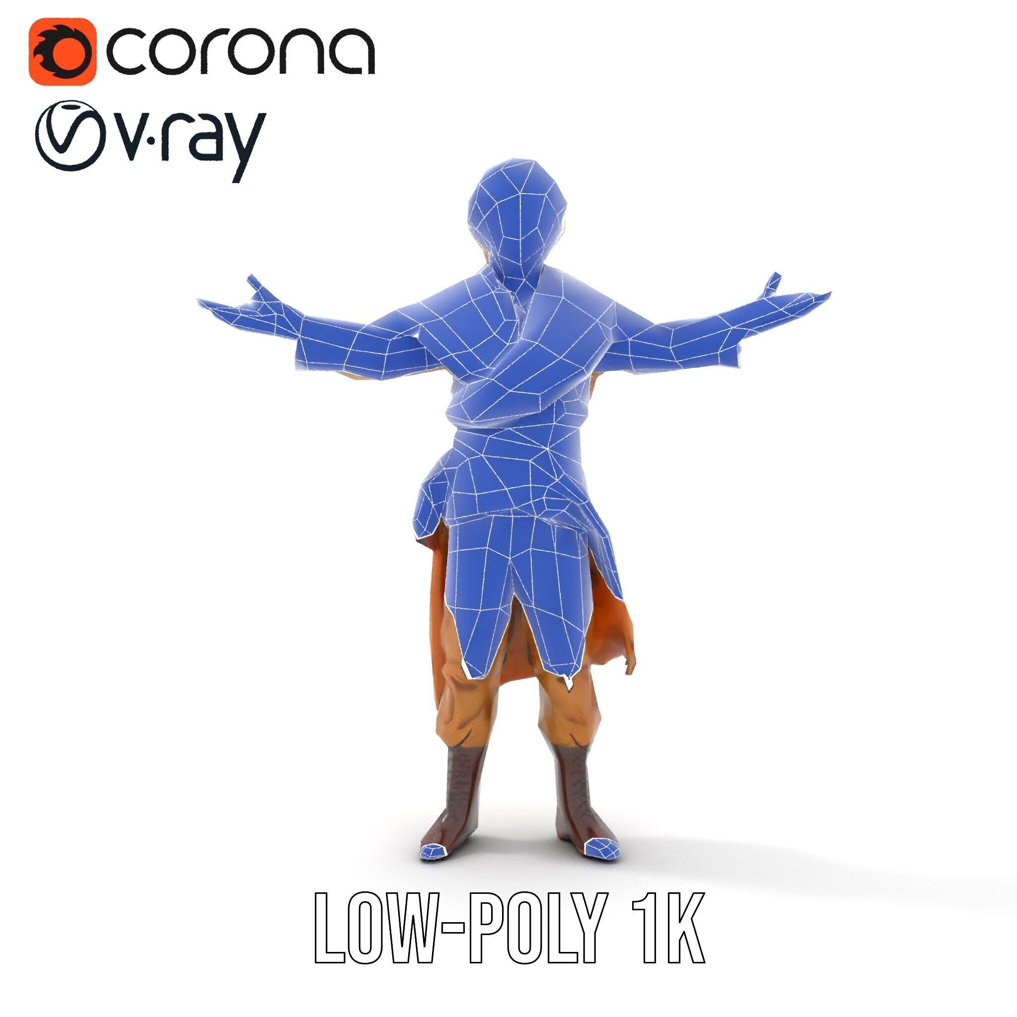 Medieval Young Adventurer Rigged and Animated D Model Low-poly 3D model_30