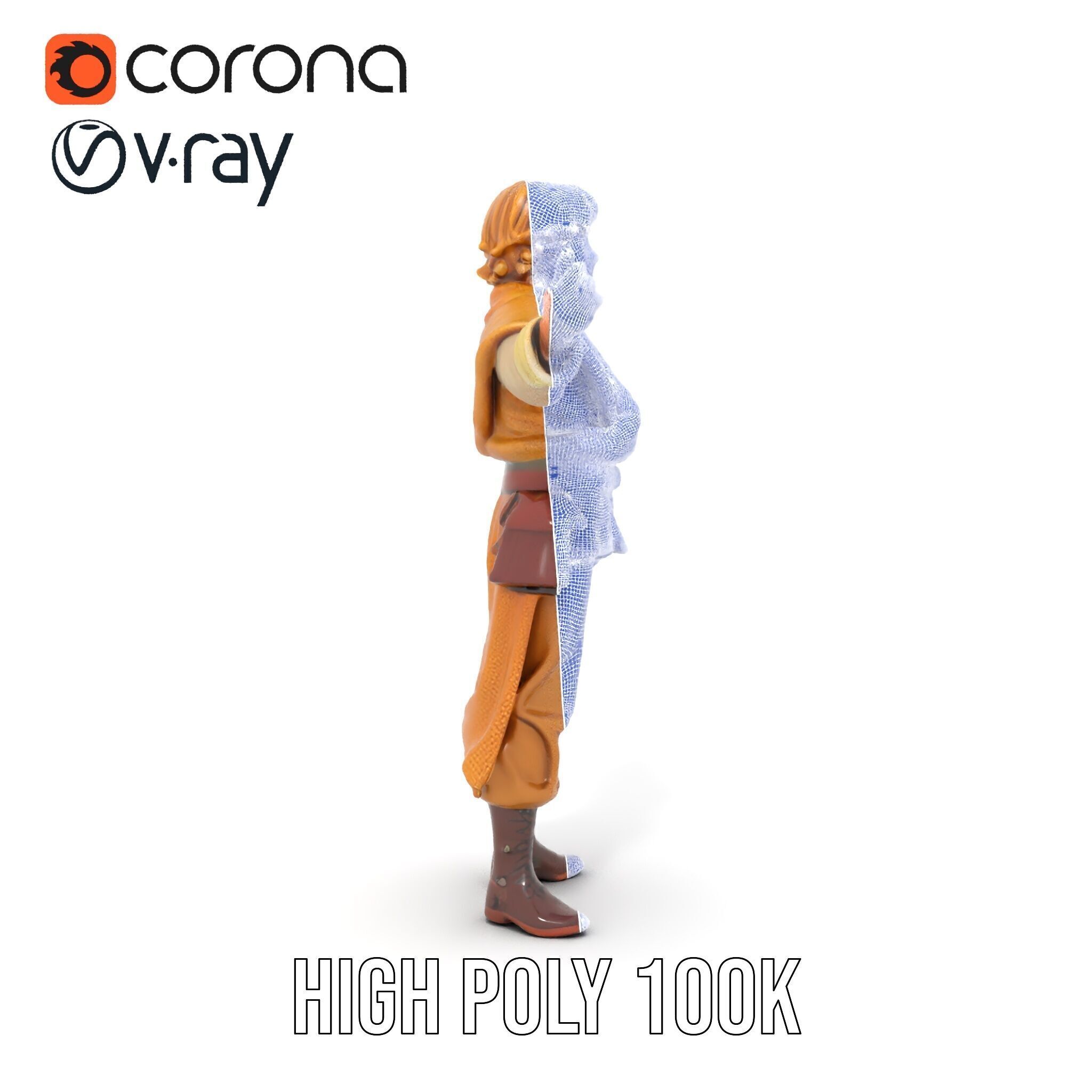 Medieval Young Adventurer Rigged and Animated D Model Low-poly 3D model_28