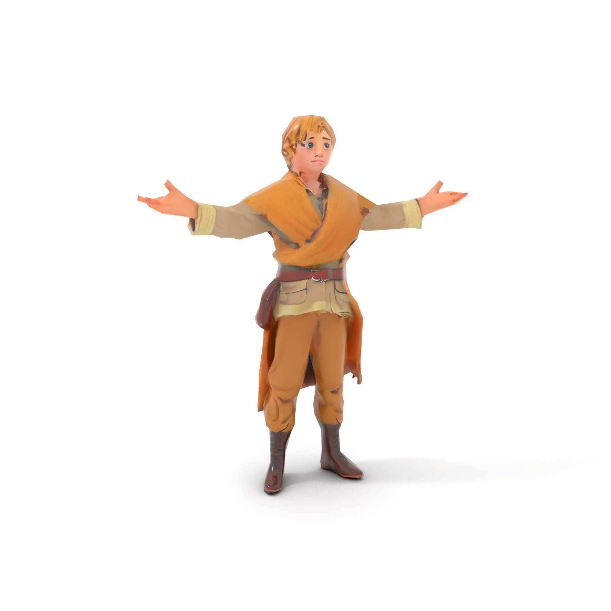 Medieval Young Adventurer Rigged and Animated D Model Low-poly 3D model_7