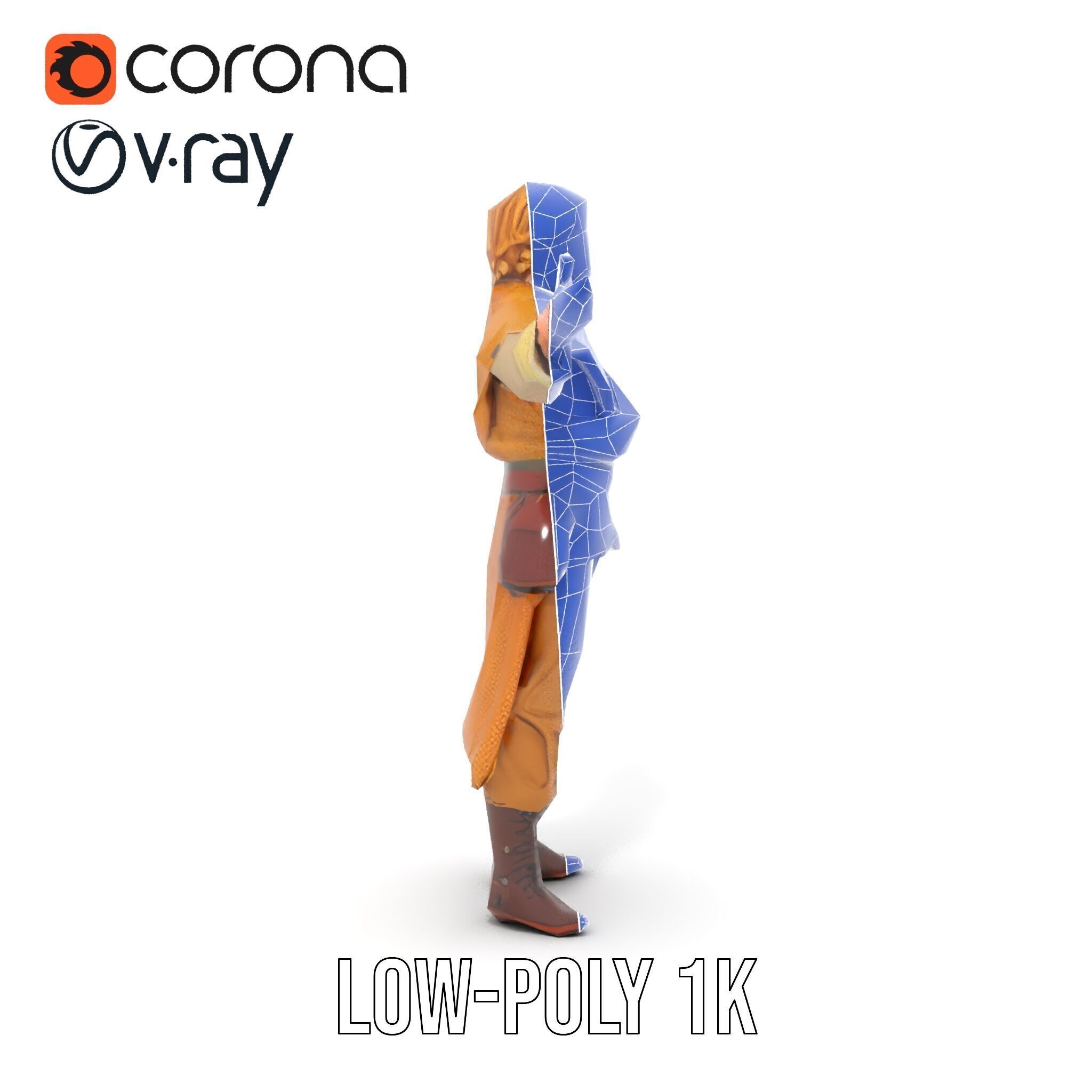 Medieval Young Adventurer Rigged and Animated D Model Low-poly 3D model_27