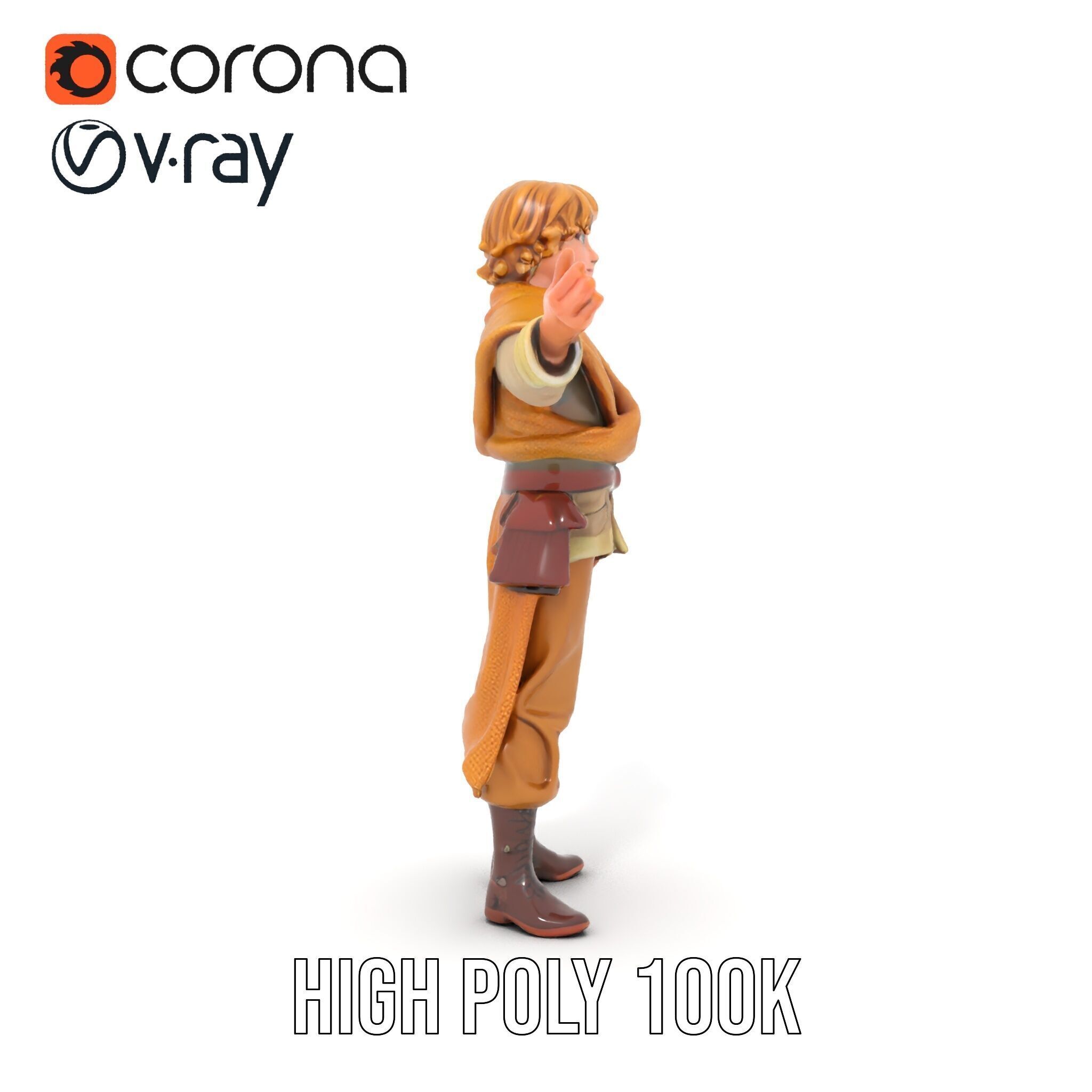 Medieval Young Adventurer Rigged and Animated D Model Low-poly 3D model_22