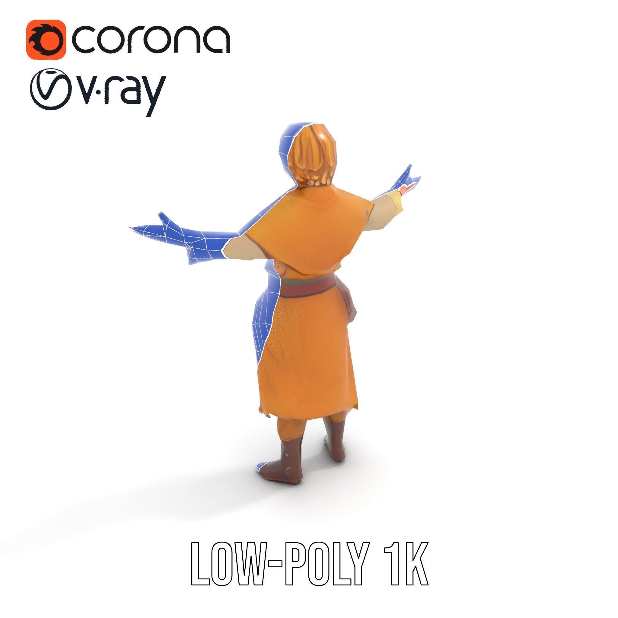 Medieval Young Adventurer Rigged and Animated D Model Low-poly 3D model_18