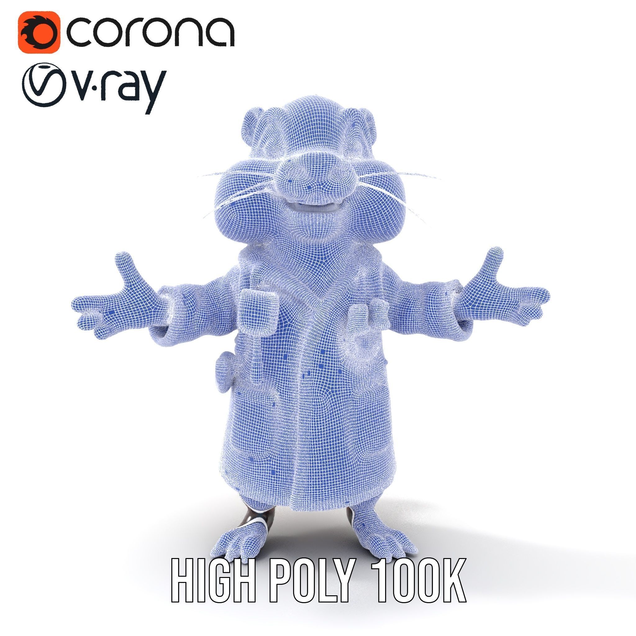 Cheerful Chipmunk Scientist Rigged and Animated D Model Low-poly 3D model_36