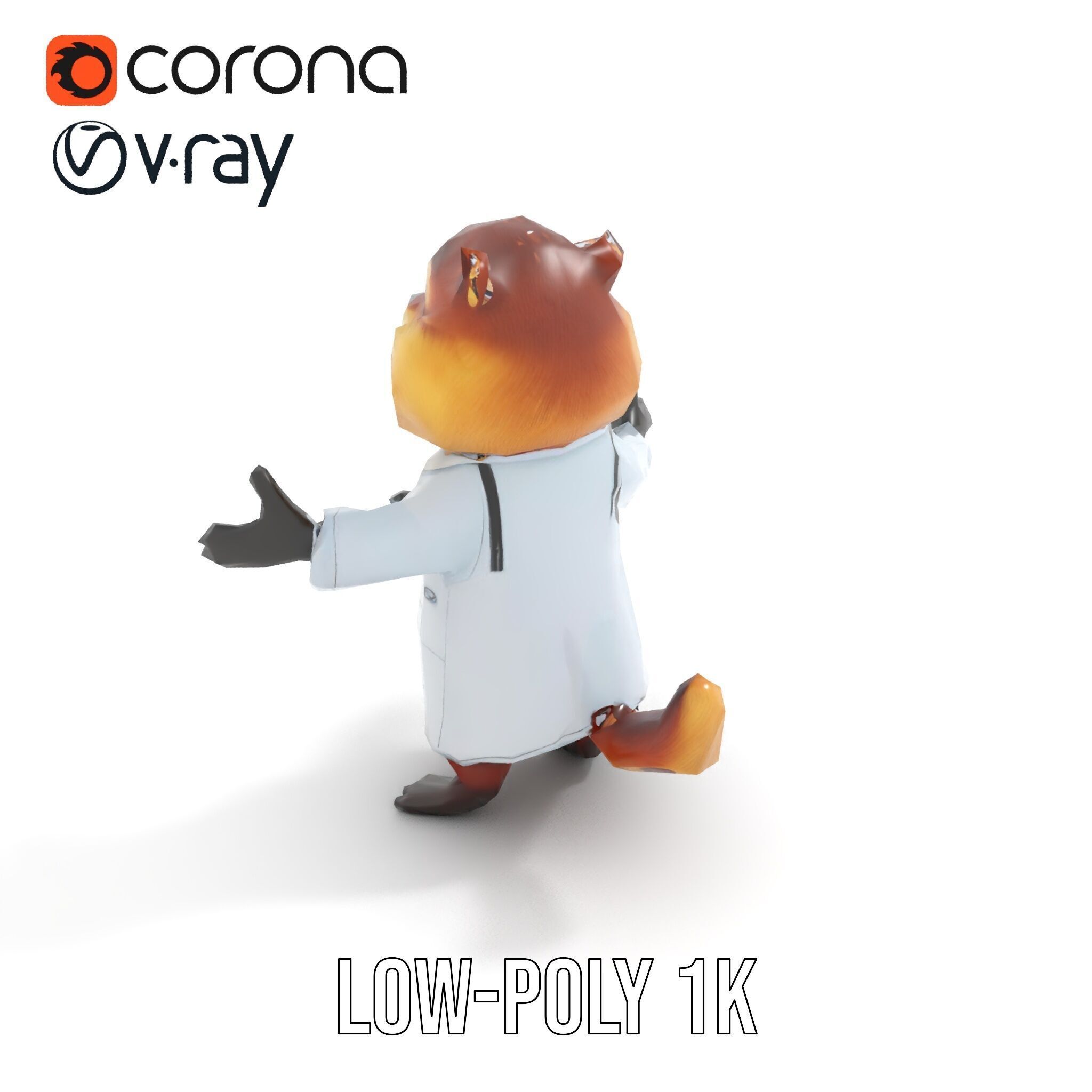 Cheerful Chipmunk Scientist Rigged and Animated D Model Low-poly 3D model_25