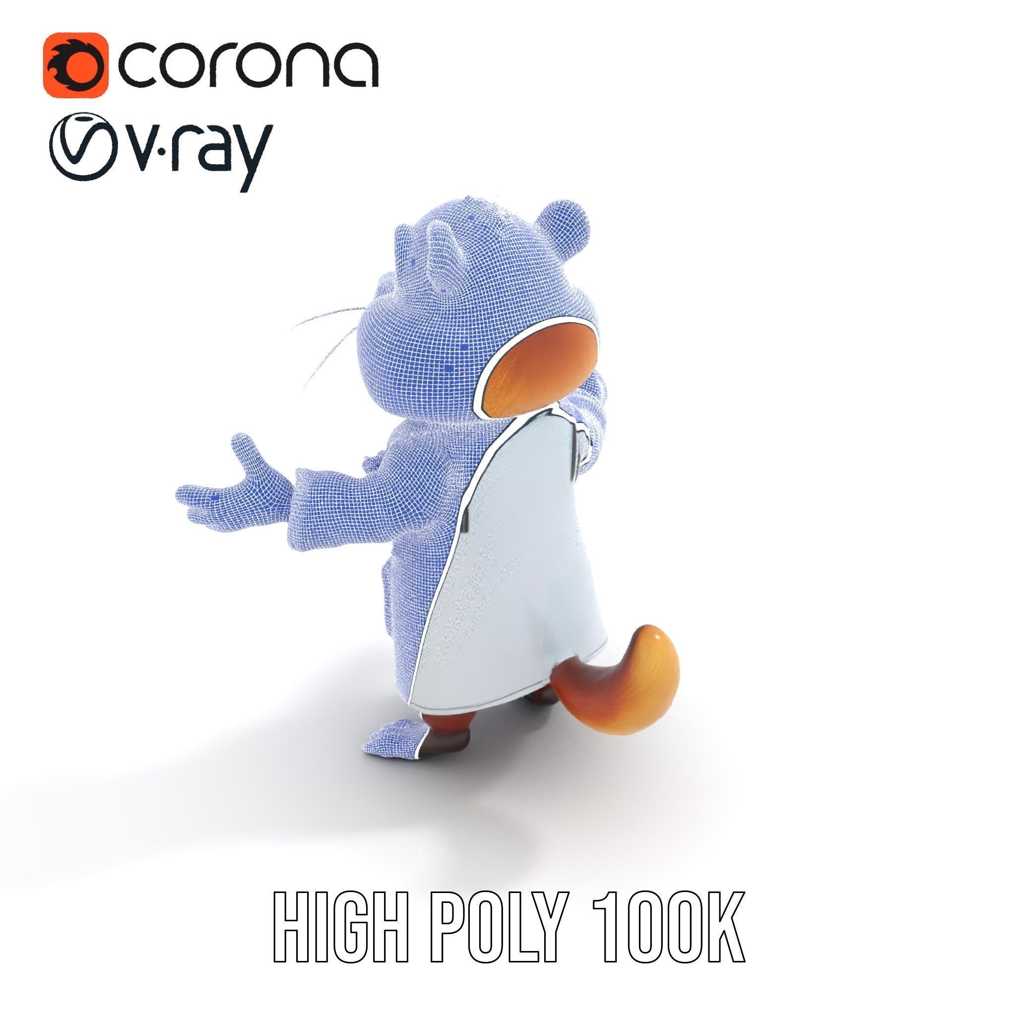 Cheerful Chipmunk Scientist Rigged and Animated D Model Low-poly 3D model_32