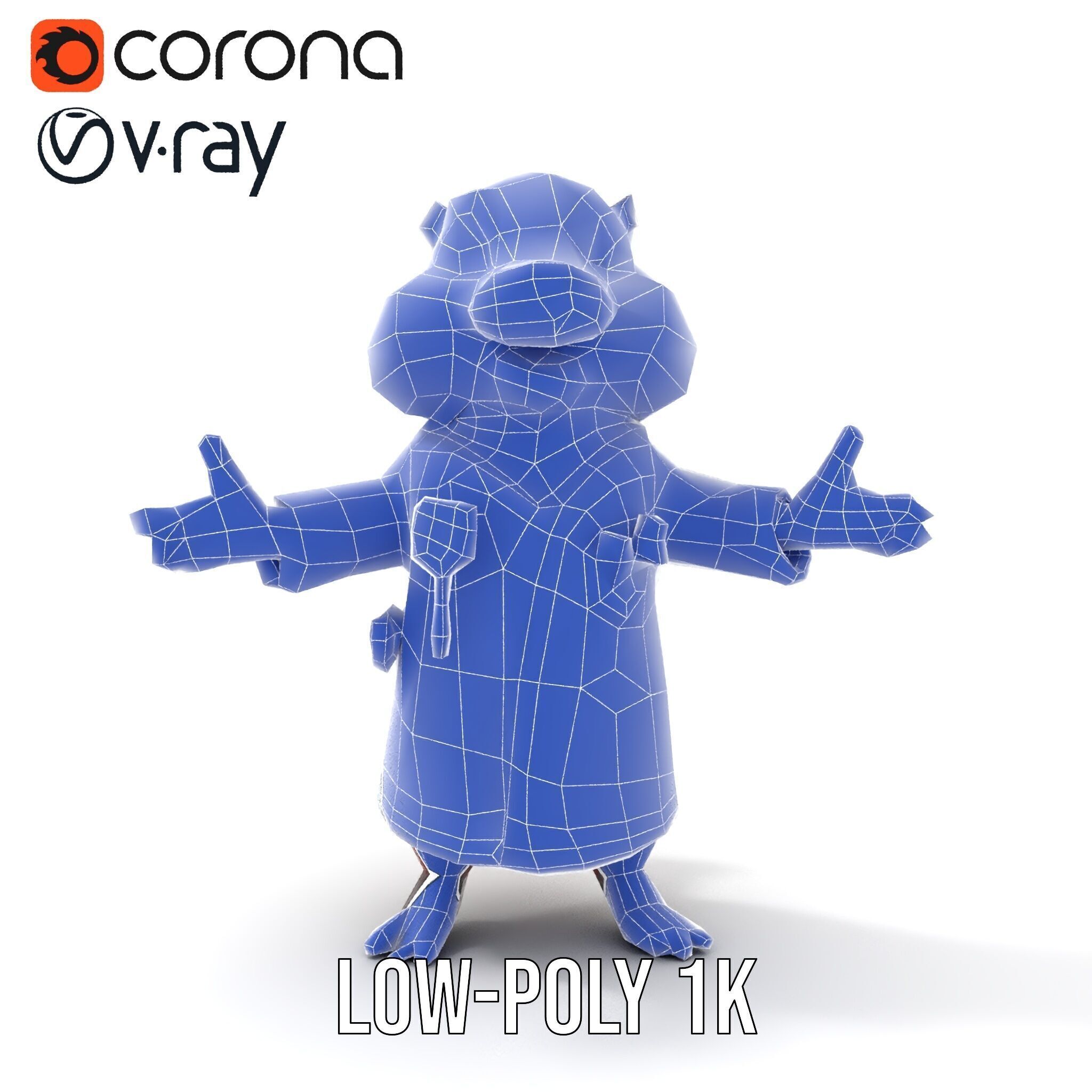 Cheerful Chipmunk Scientist Rigged and Animated D Model Low-poly 3D model_19