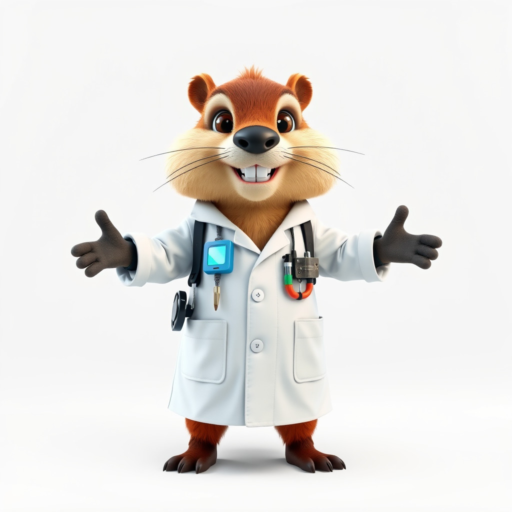 Cheerful Chipmunk Scientist Rigged and Animated D Model Low-poly 3D model_2